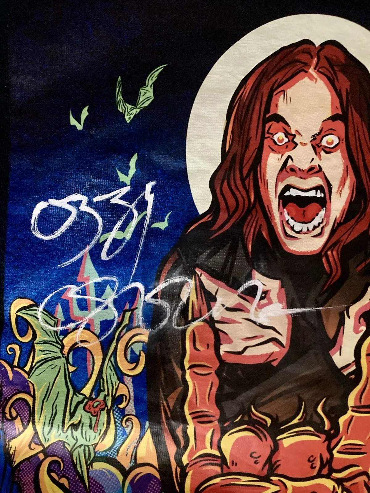 RARE Signed Ozzy Osbourne Vintage Ozzy T-Shirt Gildan Tag 2002 Size L, изображение 2