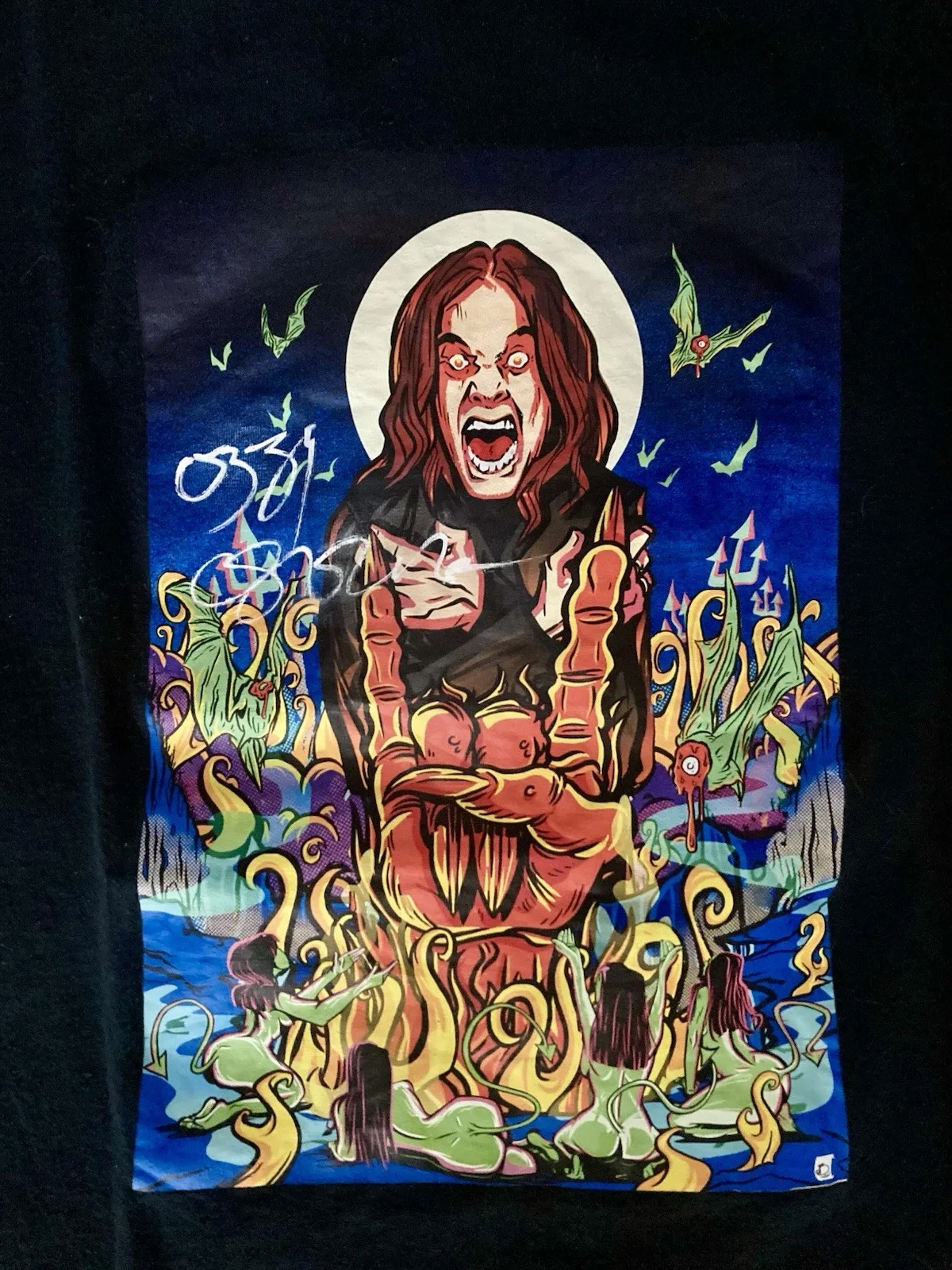 RARE Signed Ozzy Osbourne Vintage Ozzy T-Shirt Gildan Tag 2002 Size L, изображение 3