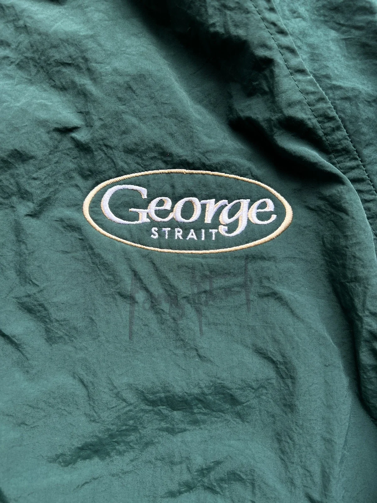 Vintage Green Autographed George Strait Jacket Adult LARGE Zip Country Music, изображение 2