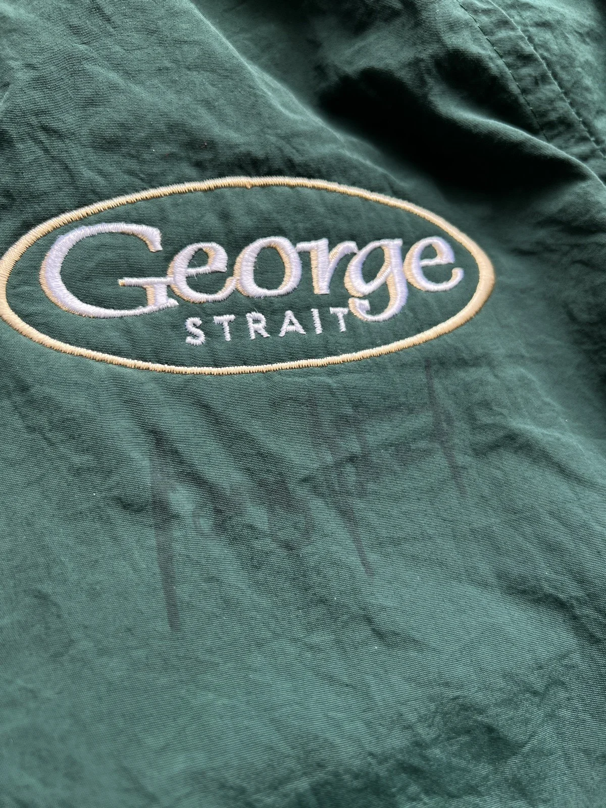 Vintage Green Autographed George Strait Jacket Adult LARGE Zip Country Music, изображение 3
