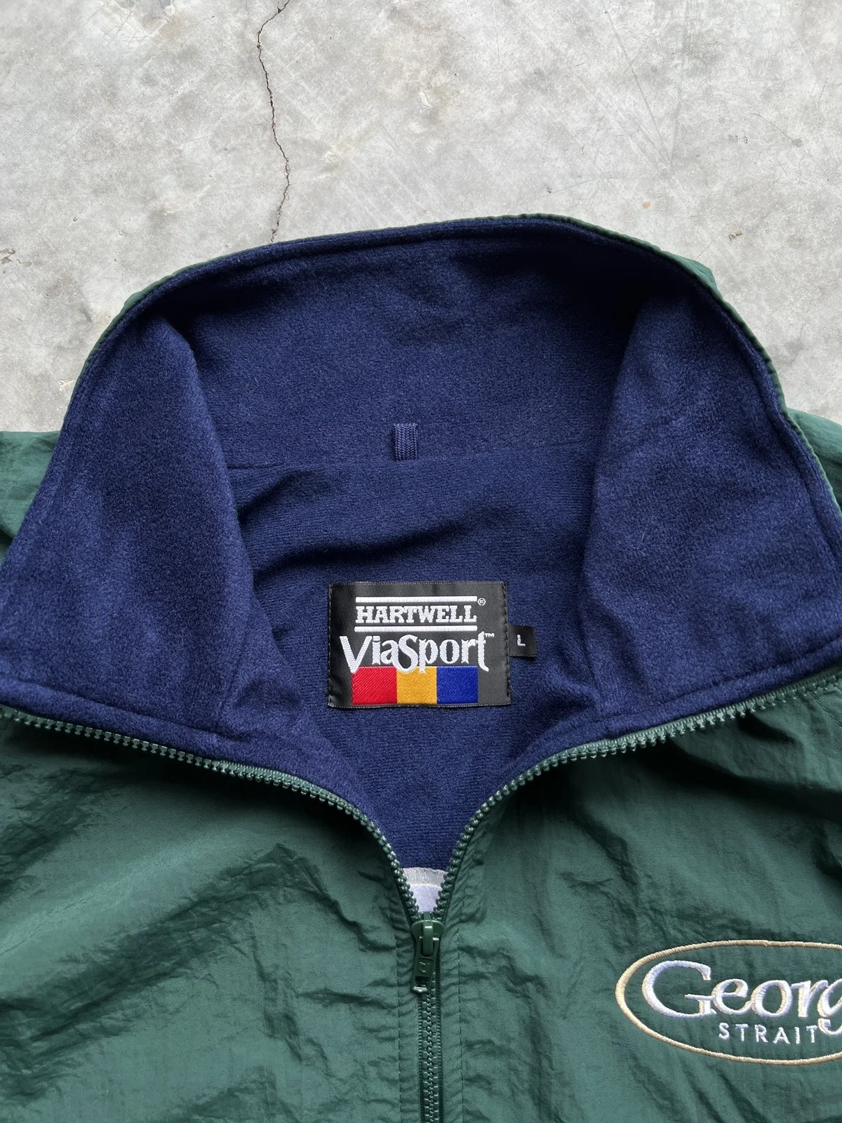 Vintage Green Autographed George Strait Jacket Adult LARGE Zip Country Music, изображение 4