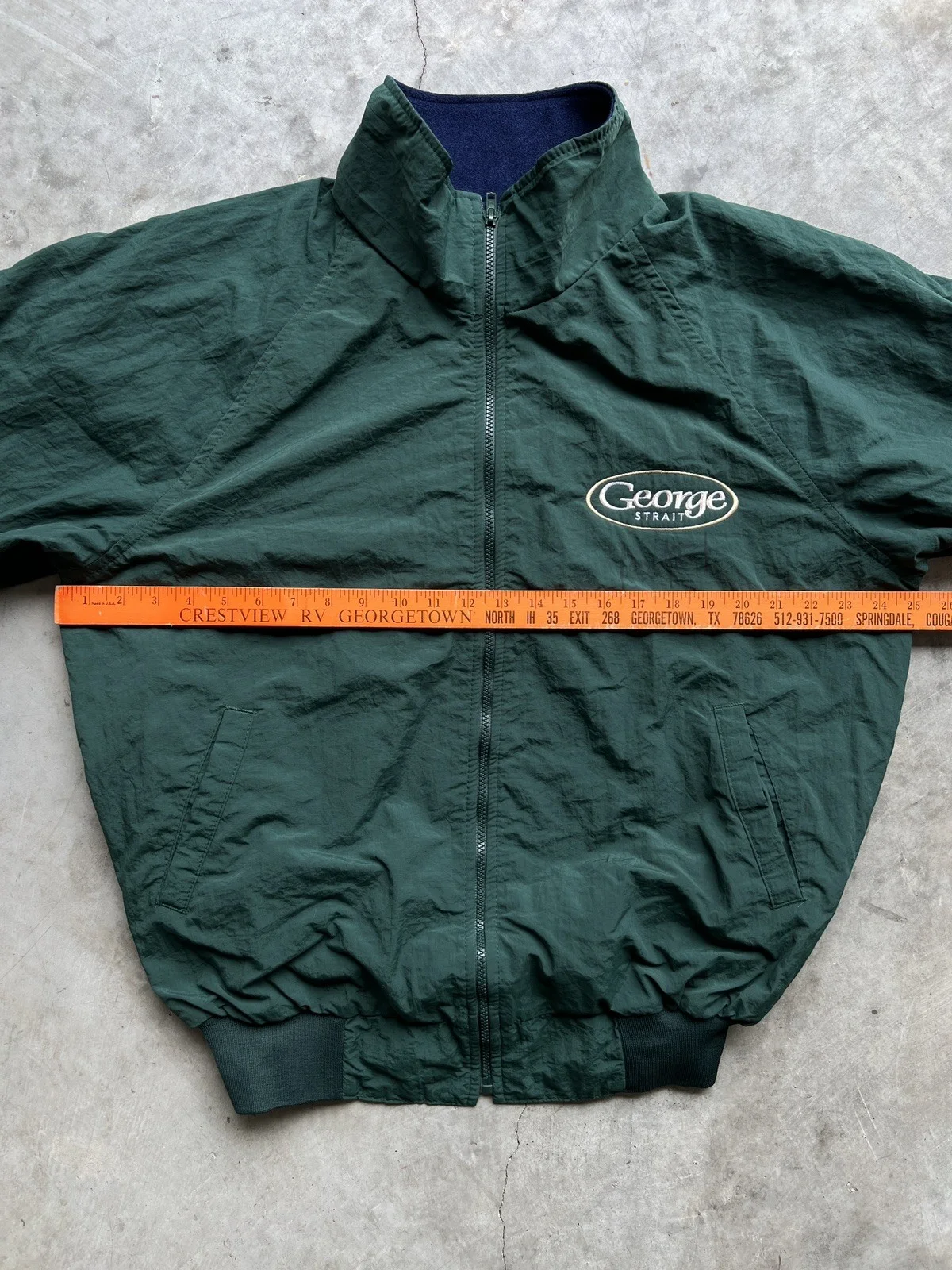 Vintage Green Autographed George Strait Jacket Adult LARGE Zip Country Music, изображение 5