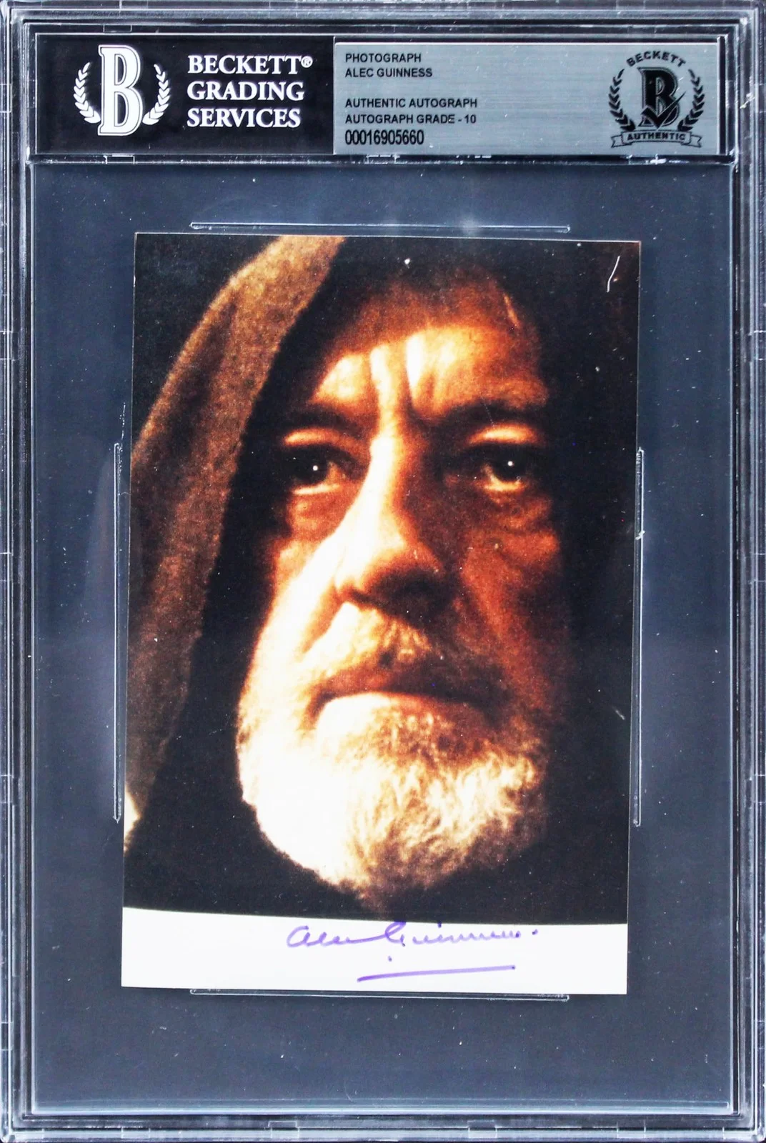 Alec Guinness — Alec Guinness Star Wars Signed 4x6 Obi-Wan Kenobi Photo Auto 10! BAS Slabbed, изображение 4