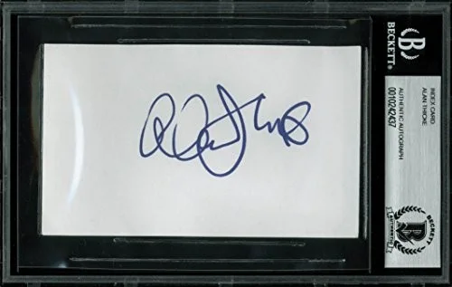 Alan Thicke — Alan Thicke Authentic Signed 3x5 Index Card In Blue Autographed BAS Slabbed, image 2