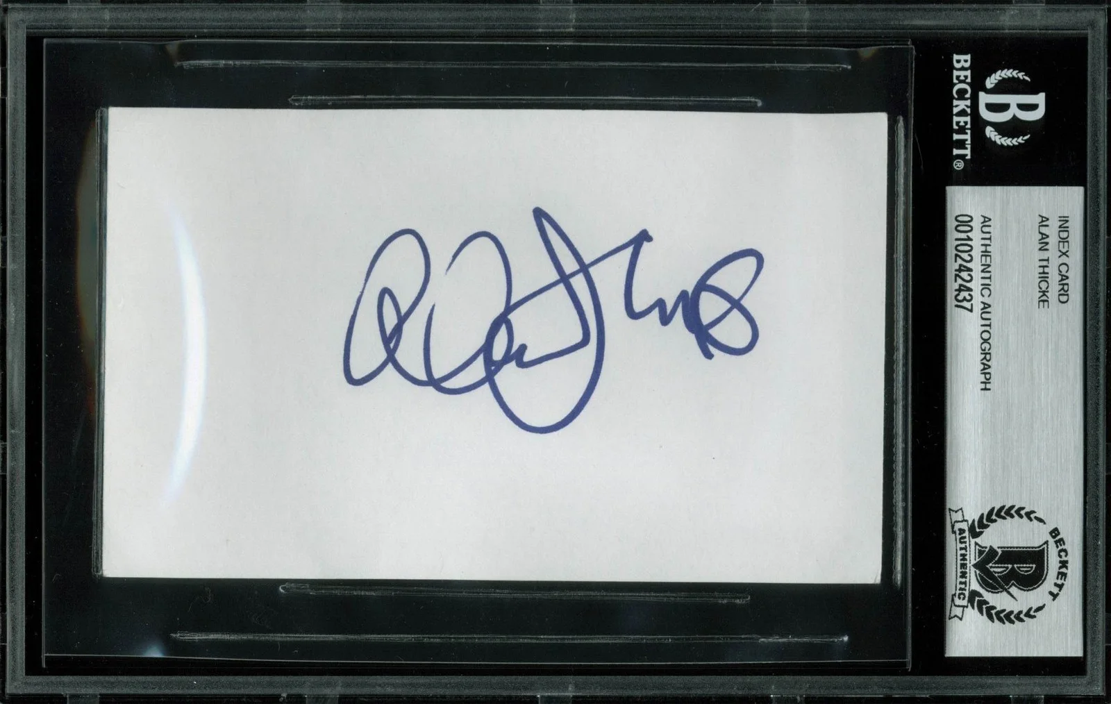 Alan Thicke — Alan Thicke Authentic Signed 3x5 Index Card In Blue Autographed BAS Slabbed, image 3