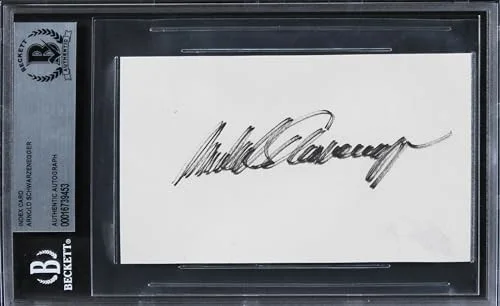 Arnold Schwarzenegger — Arnold Schwarzenegger Terminator Authentic Signed 3x5 Index Card BAS Slabbed 1, image 3