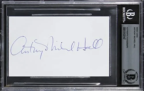 Anthony Michael Hall — Anthony Michael Hall The Breakfast Club Authentic Signed 3x5 Index Card BAS Slab, image 3