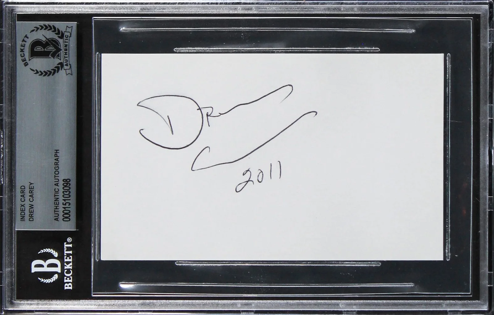 Drew Carey — Drew Carey The Price Is Right "2011" Authentic Signed 3x5 Index Card BAS Slab 3, image 4