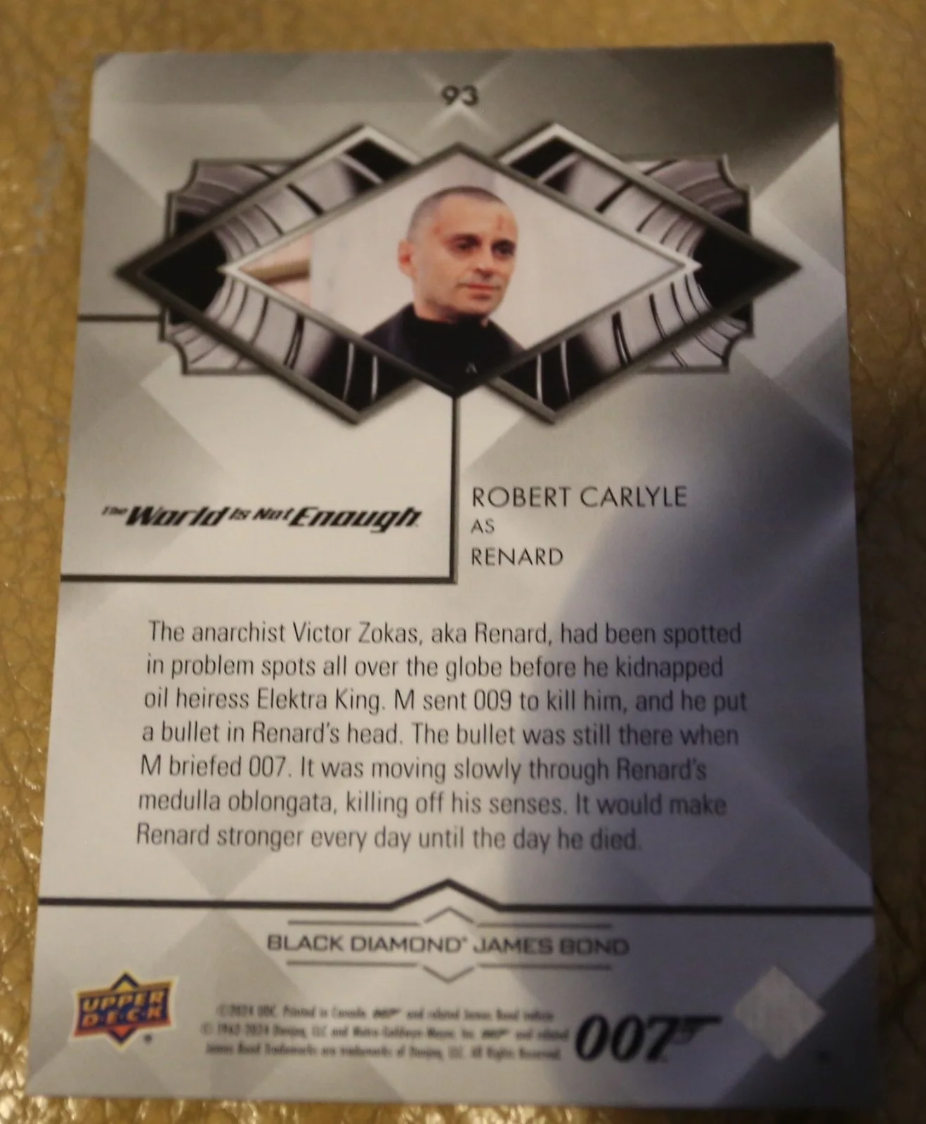 JAMES BOND NUMBER 56 of 199 ROBERT CARLYLE AS RENARD BLACK DIAMOND TRADING CARD, изображение 2