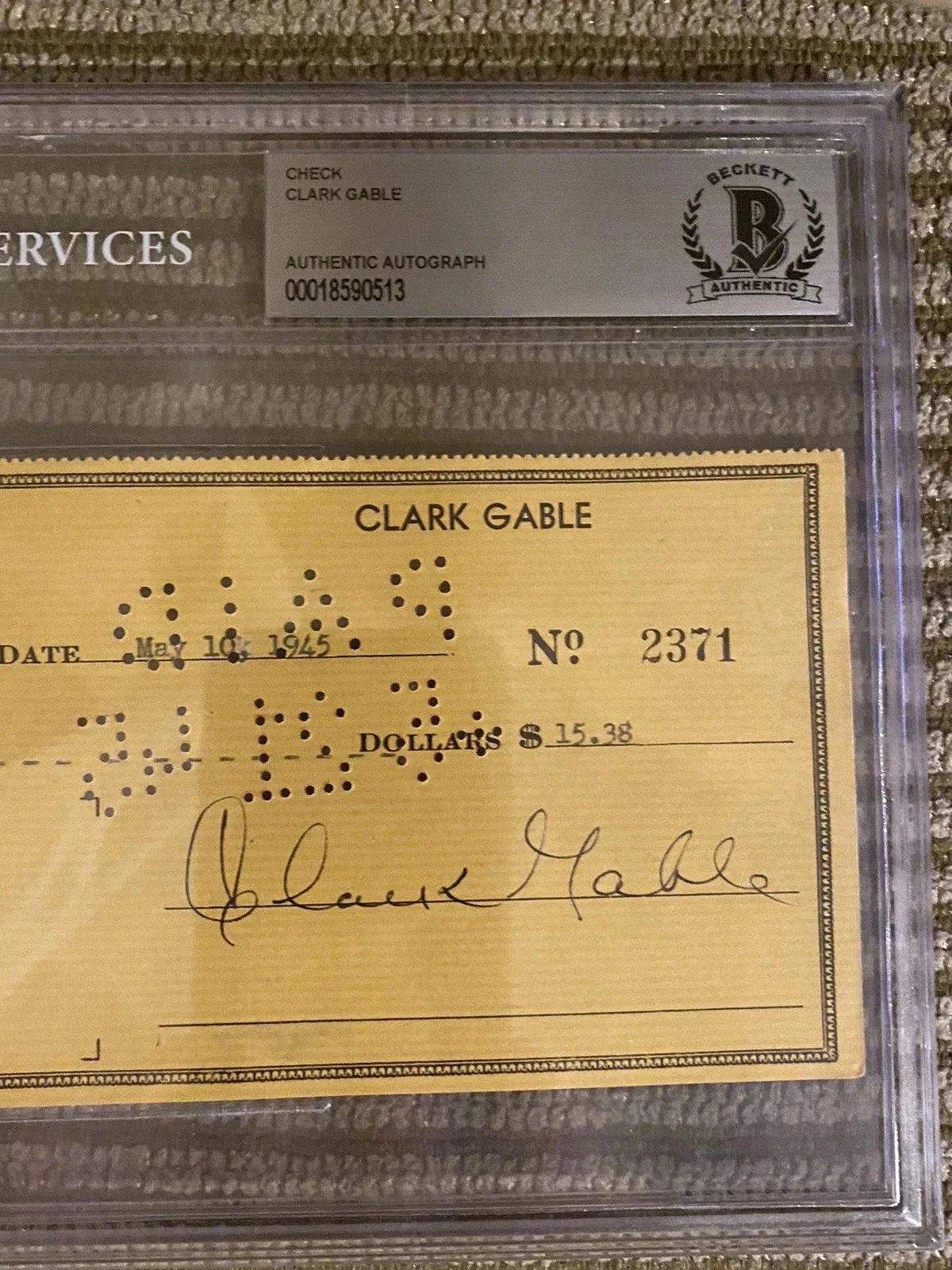 Iconic Actor Clark Gable — Clark Gable Signed, His Personal Check, COA Beckett Authentics, image 2