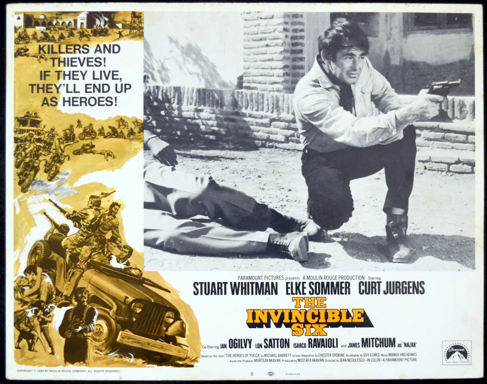 INVINCIBLE SIX 1970 Stuart Whitman, Elke Sommer, Curd Jürgens 3 LOBBY CARDS, image 2