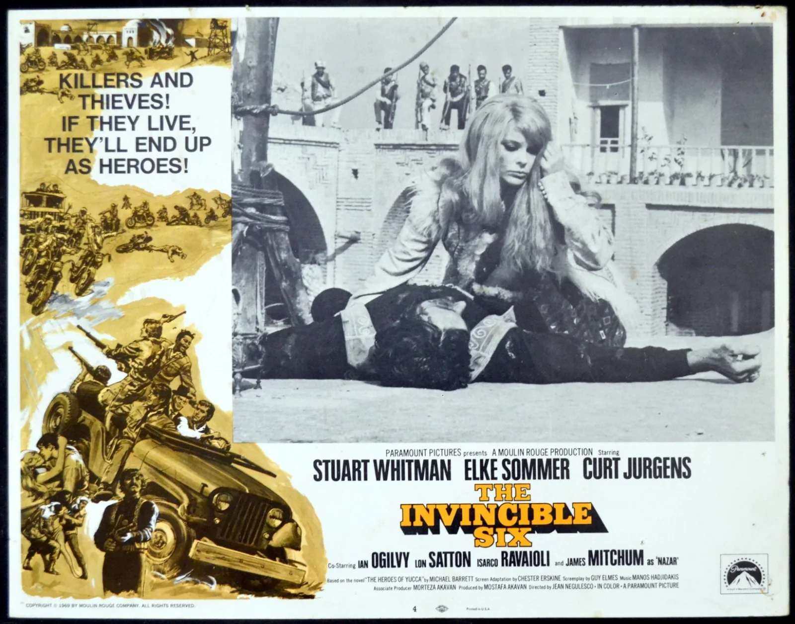 INVINCIBLE SIX 1970 Stuart Whitman, Elke Sommer, Curd Jürgens 3 LOBBY CARDS, image 3