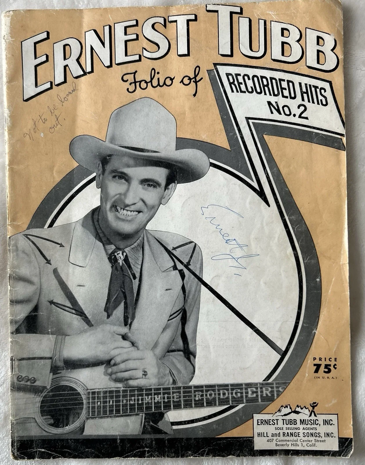 Ernest Tubb, Autographed B&W 8" x 10" and Two Vintage Music Books, Guaranteed, изображение 4
