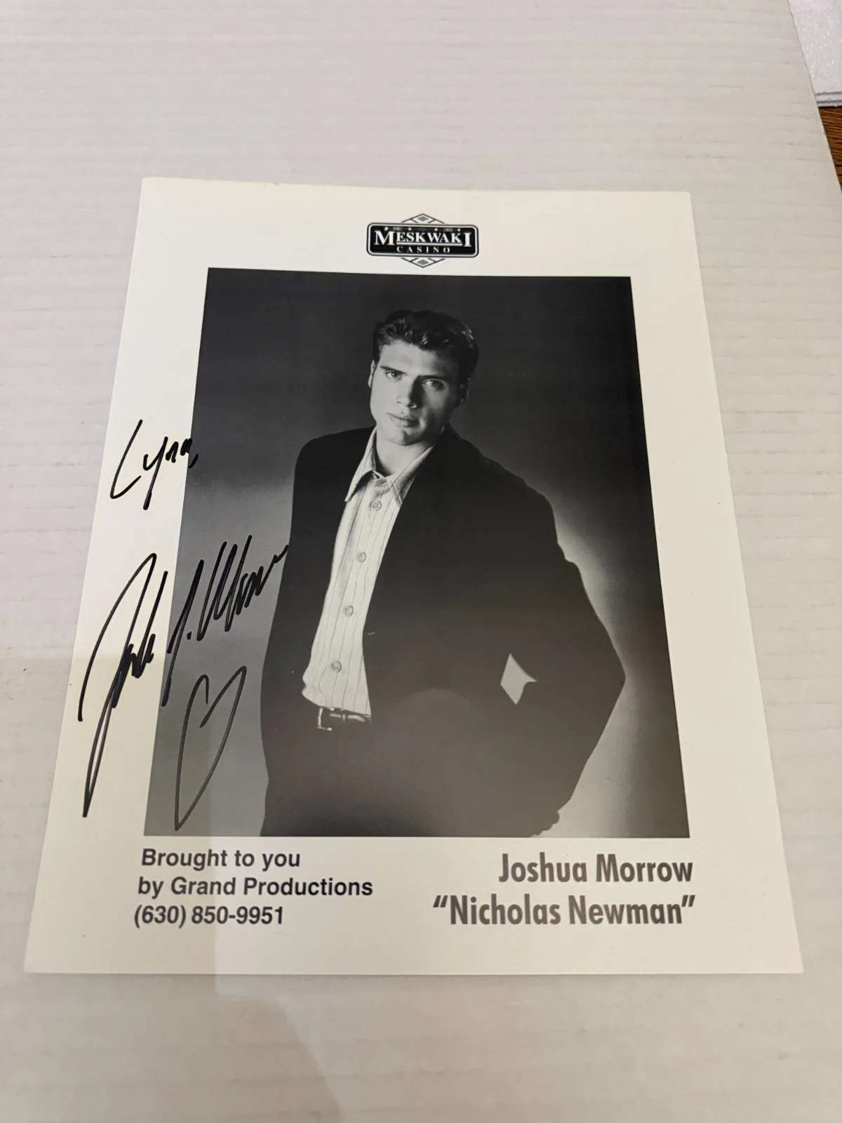 Joshua Morrow Nicholas Newman — Vintage Joshua Morrow The Young And Restless Actor Autographed Photograph