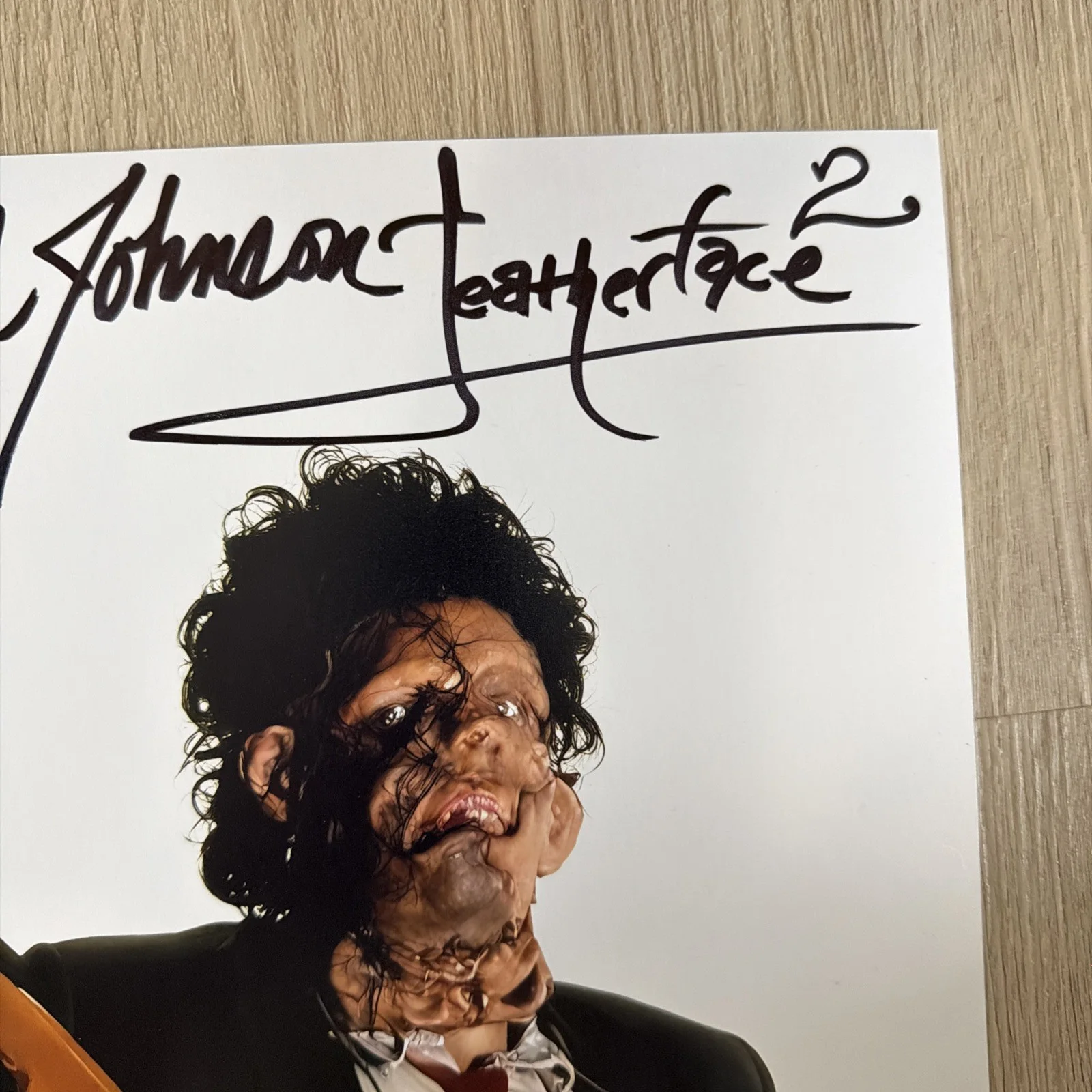 Bill Johnson signed Texas Chainsaw Massacre 2 8x10 Leatherface JSA authenticated, image 3