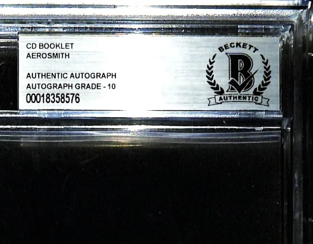 AEROSMITH All 5 Signed Auto "Get A Grip" CD Jacket Graded BECKETT 10 SLABBED, image 3