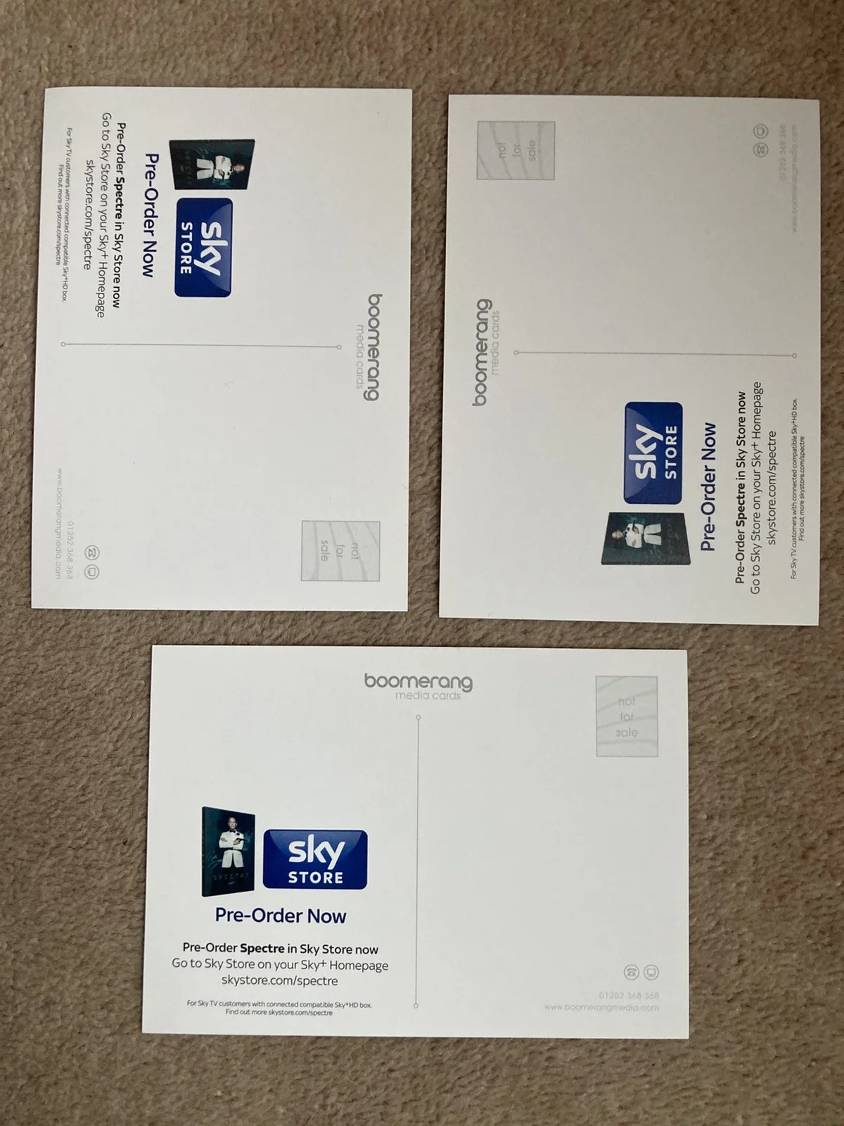 James Bond 2015 Spectre Promotional Special Edition sky Postcards (rare), изображение 2