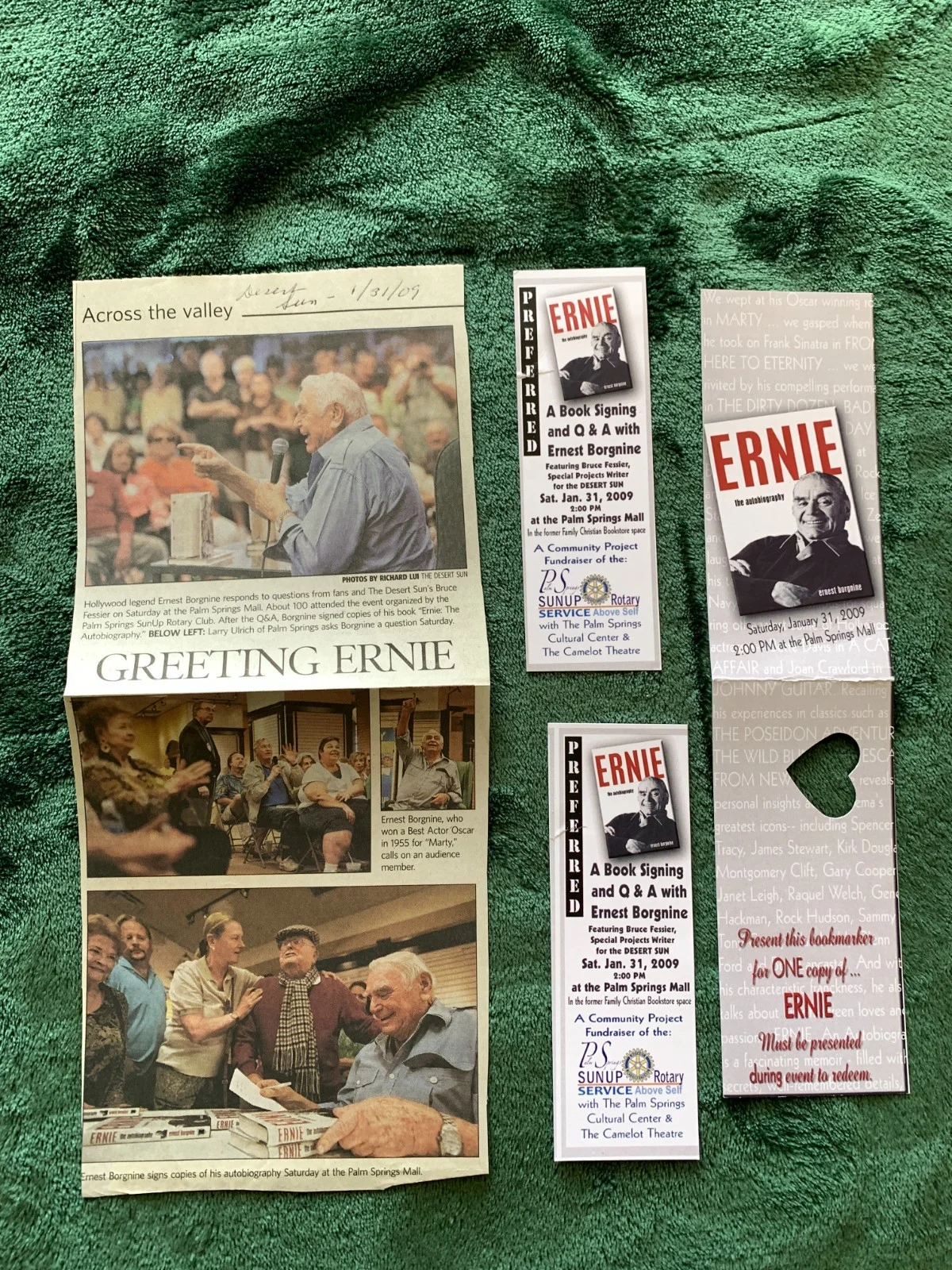 Ernest Borgnine — Ernest Borgnine signed book Ernie + extras from book signing event 1st/1st HC/DJ, изображение 2