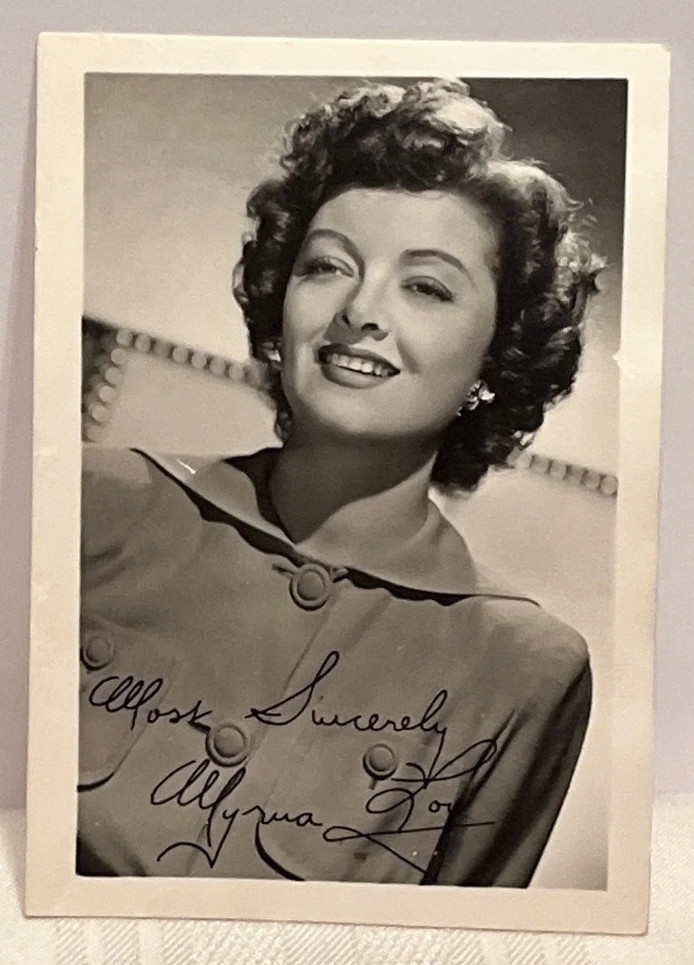Myrna Loy — Vintage Myrna Loy Signed Autograph 3.5x5 Fan Photo Card - The Thin Man, Topaze
