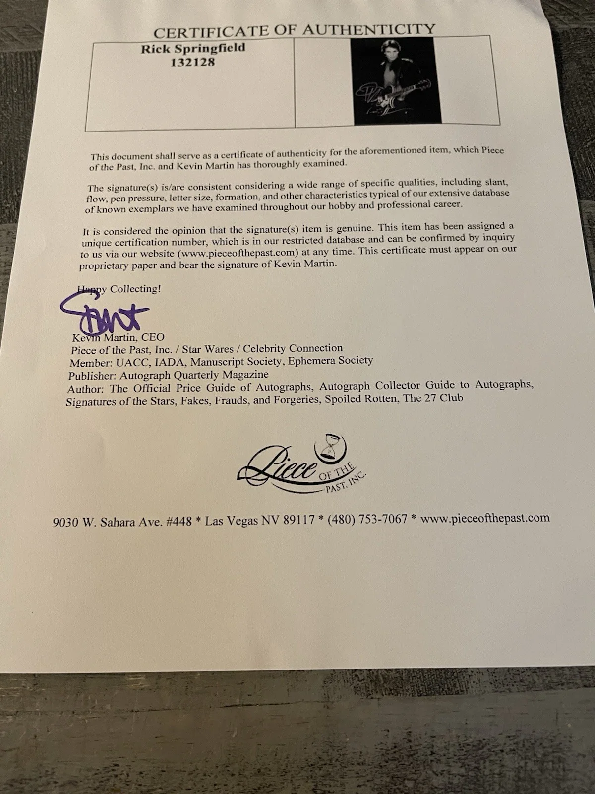 RICK SPRINGFIELD HAND SIGNED 8x10 PHOTO Rock Music Star Dual COAs, изображение 3