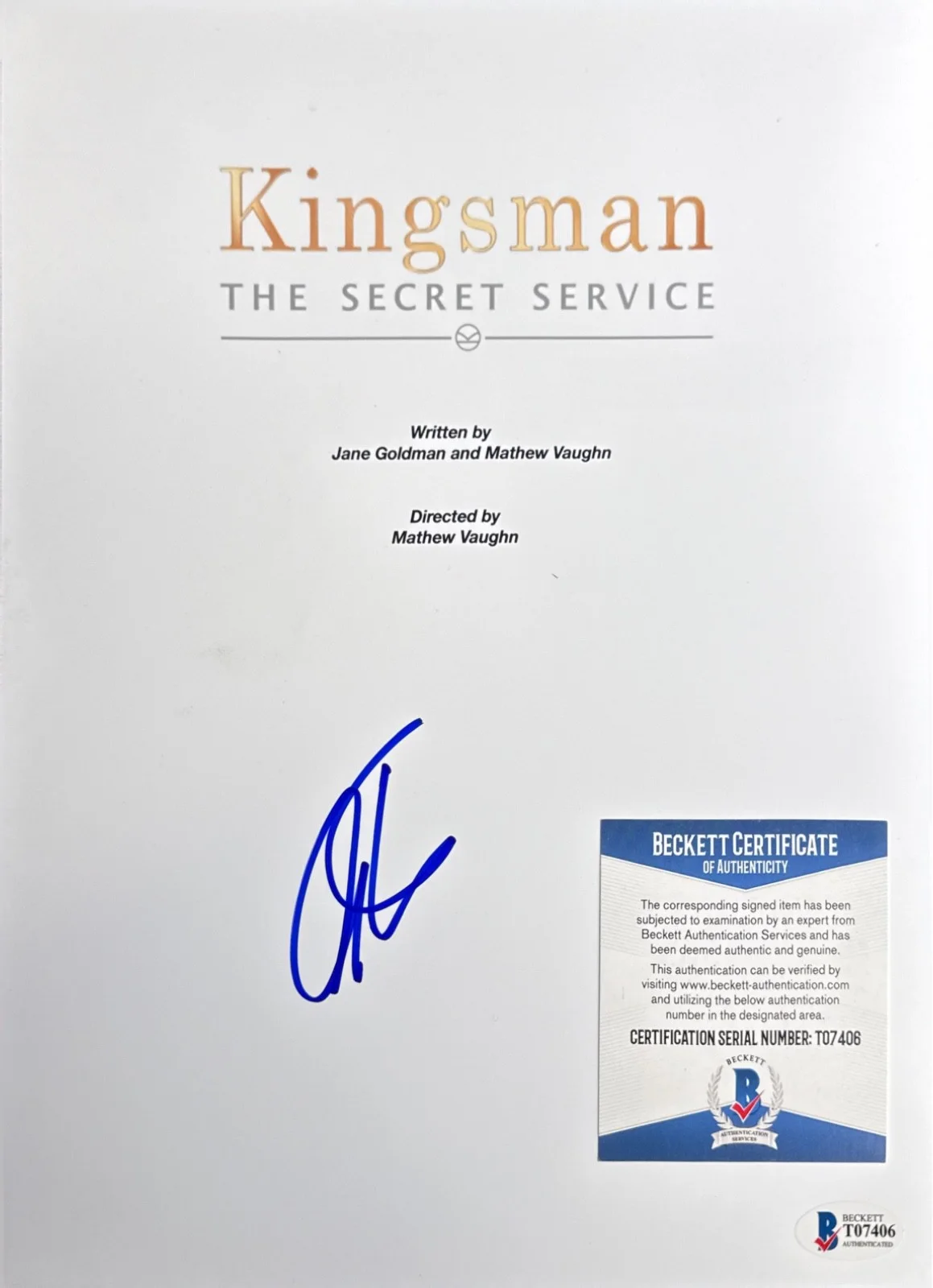 Colin Firth — Colin Firth Signed 8x10 Kingsman The Secret Service Script Cover Only BAS T07406, изображение 2