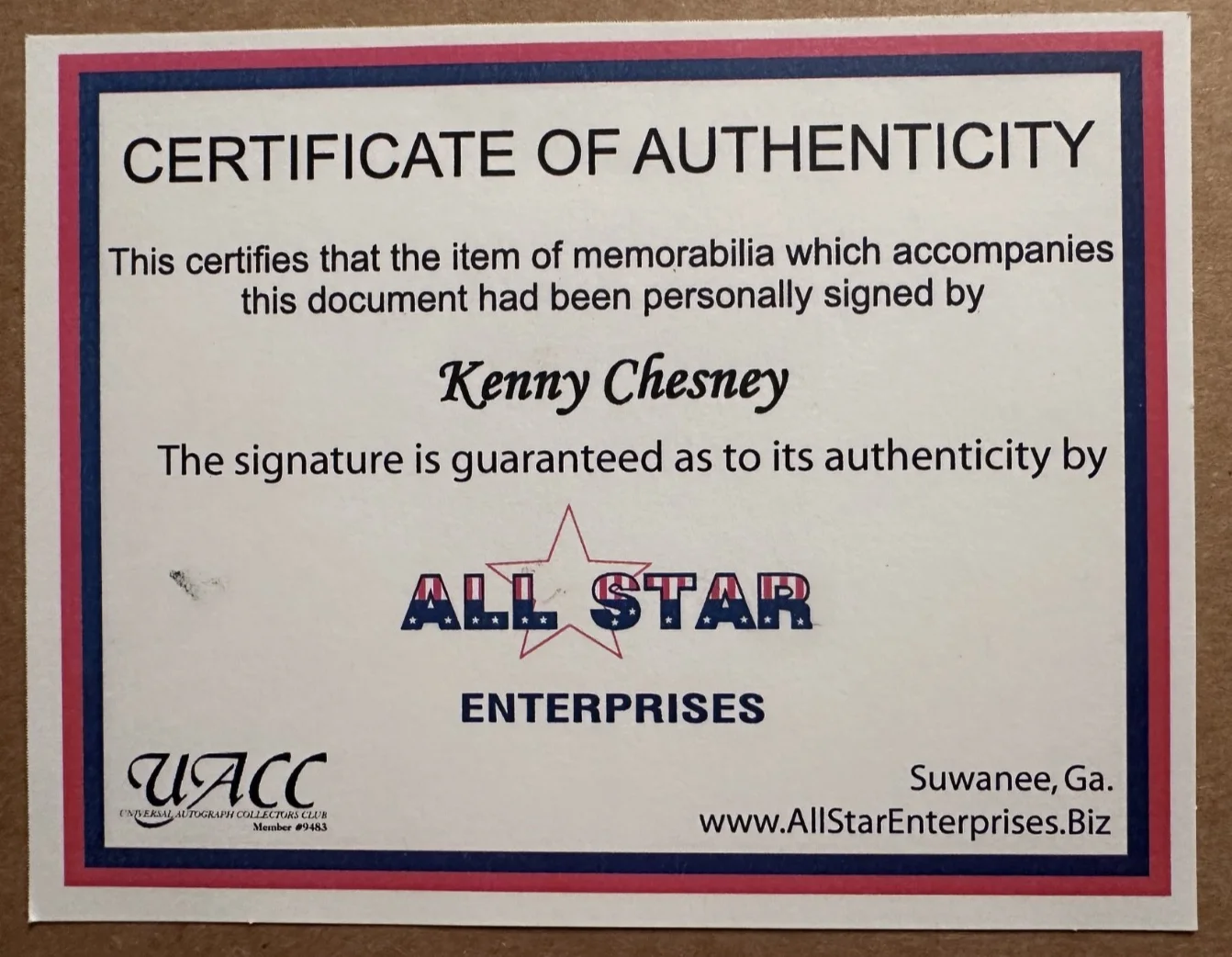 Kenny Chesney Personally Signed Autographed Authenticated St. John Photo Framed, изображение 4