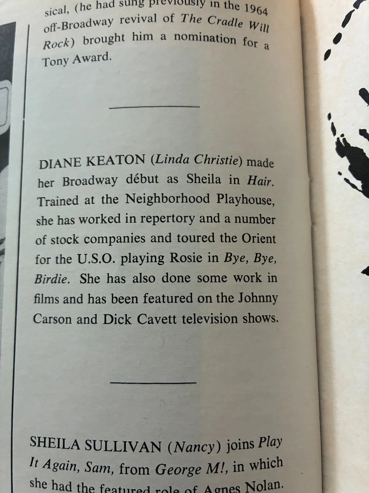 Pair of Broadway Show Playbills featuring Actress Diane Keaton - Hair / Sam, изображение 2