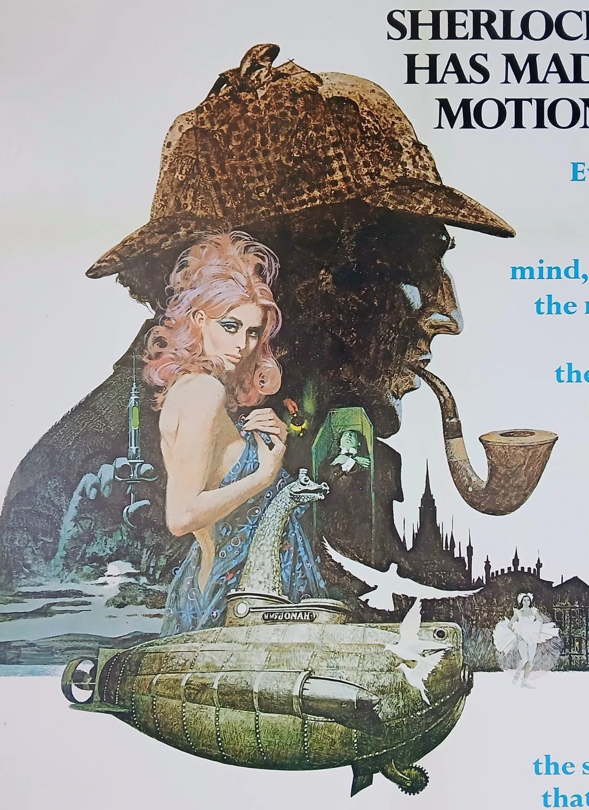 THE PRIVATE LIFE OF SHERLOCK HOLMES (1970) linen-backed one-sheet poster style A, изображение 2