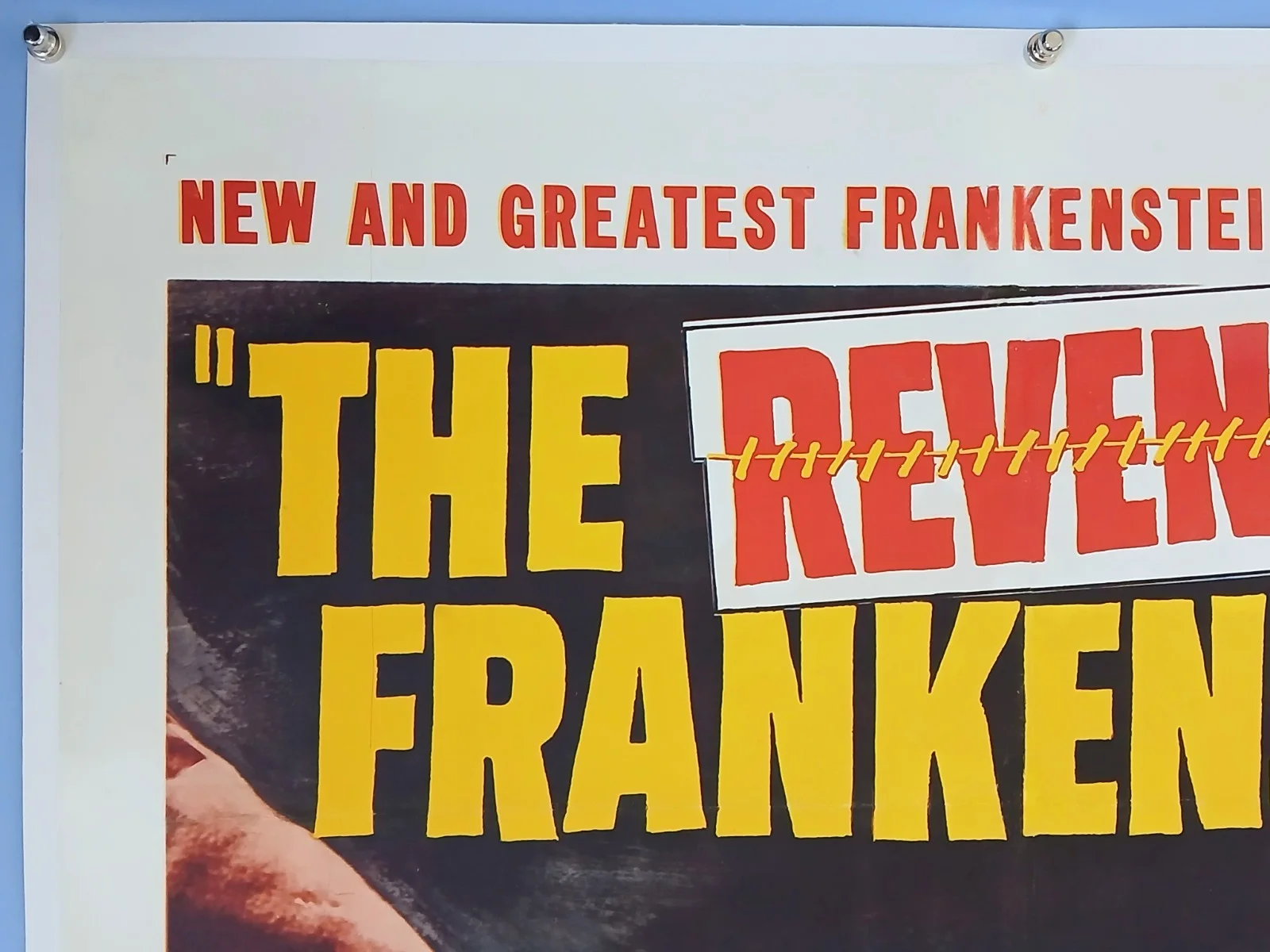 THE REVENGE OF FRANKENSTEIN (1958) linen-bckd original US one-sheet movie poster, изображение 4