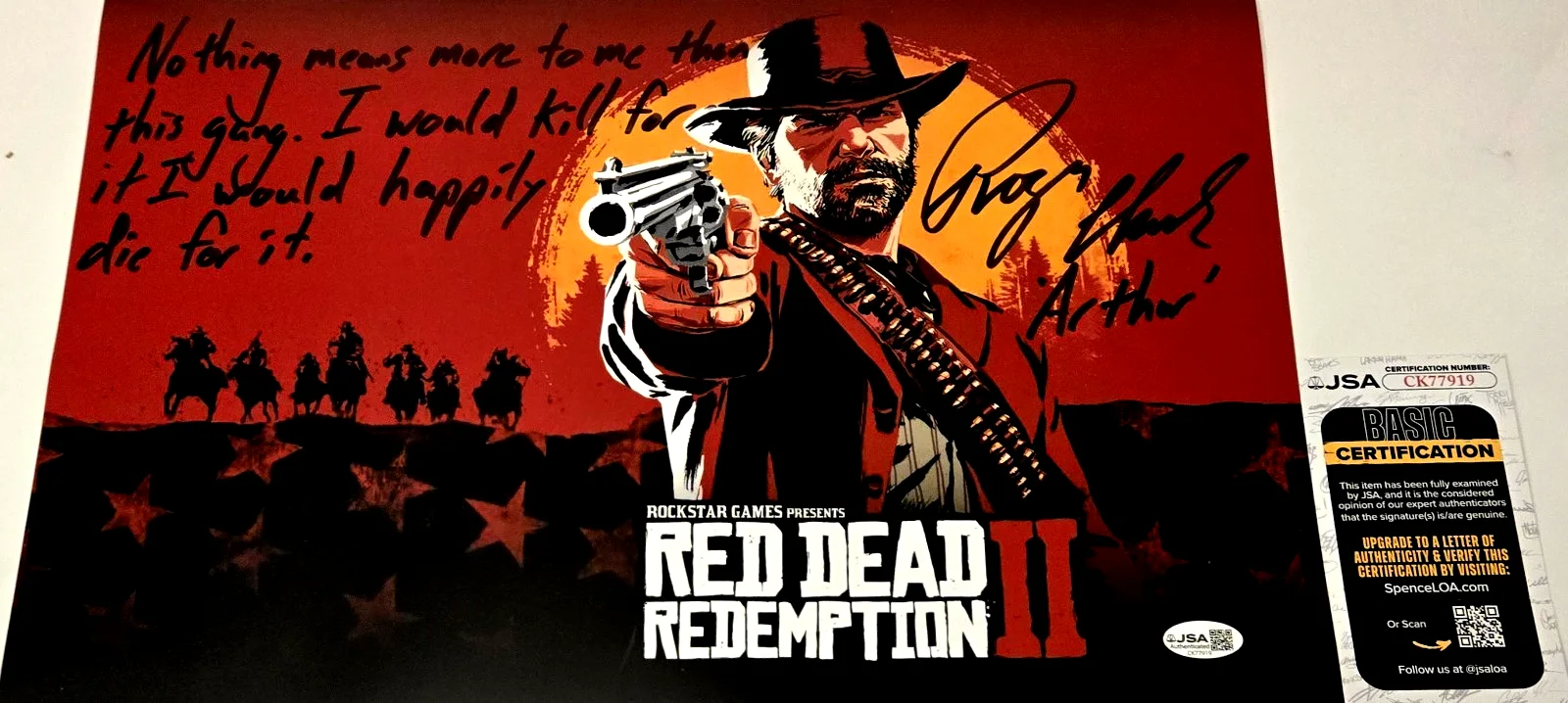 Roger Clark — Roger Clark Signed Photo Red Dead Redemption Arthur Morgan Autograph 11x17 JSA 9, image 3