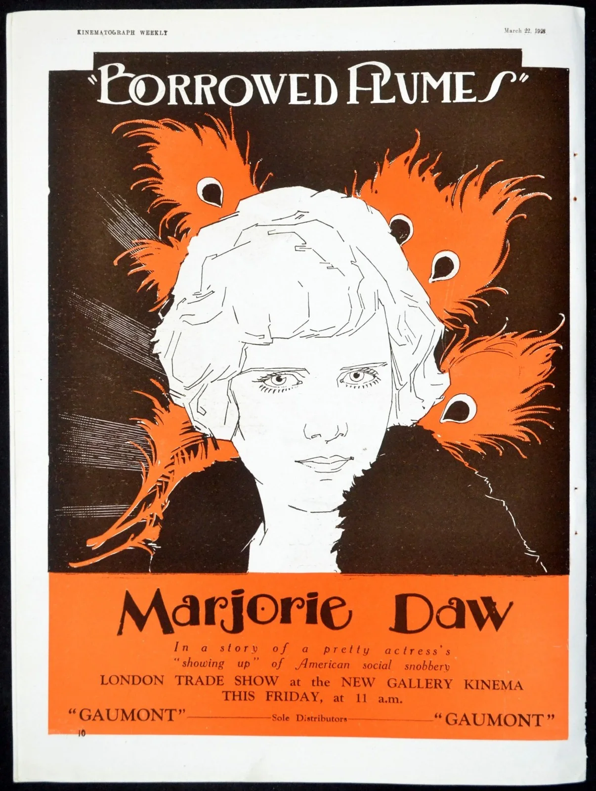 STRONGER WILL 1928 Percy Marmont BORROWED PLUMES Marjorie Daw TRADE ADVERT, image 2