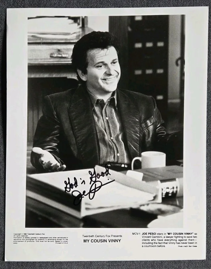 Joe Pesci — Joe Pesci Signed Framed 8x10 B&W Promotional Glossy Photo - 1992 My Cousin Vinny, изображение 2
