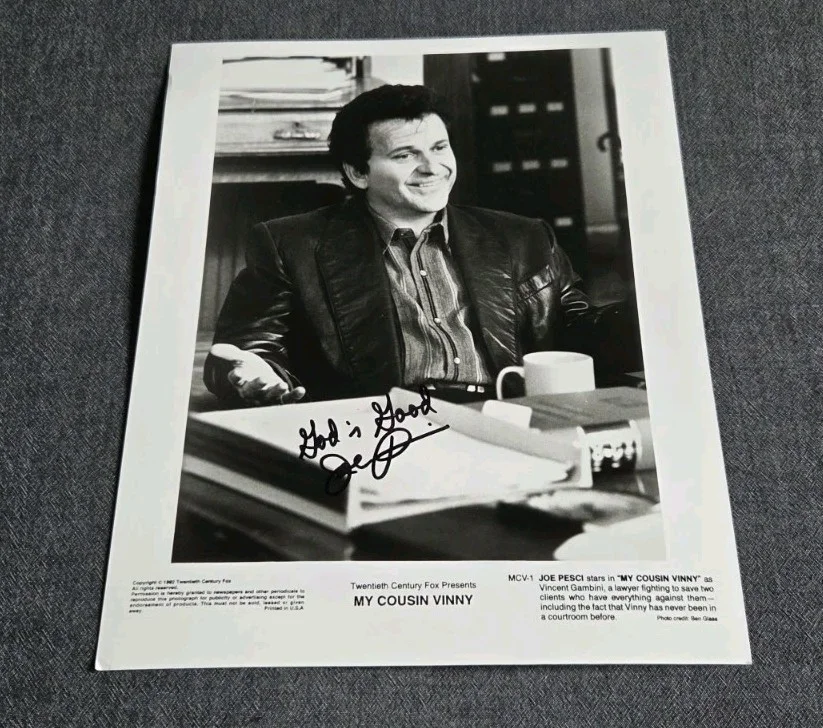 Joe Pesci — Joe Pesci Signed Framed 8x10 B&W Promotional Glossy Photo - 1992 My Cousin Vinny, изображение 3