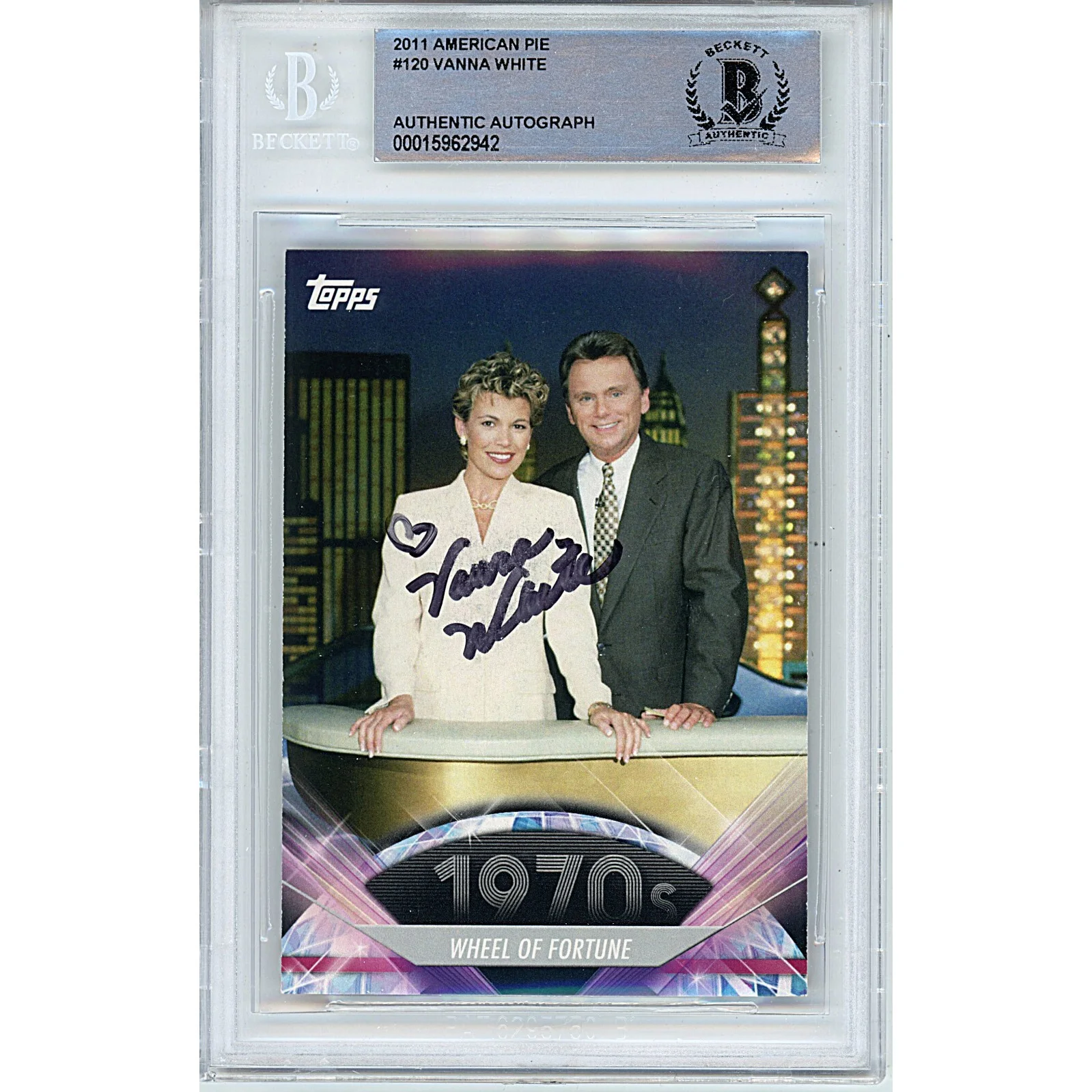 Vanna White — Vanna White Signed 2011 American Pie #120 Wheel of Fortune BAS Slabbed Auto Card