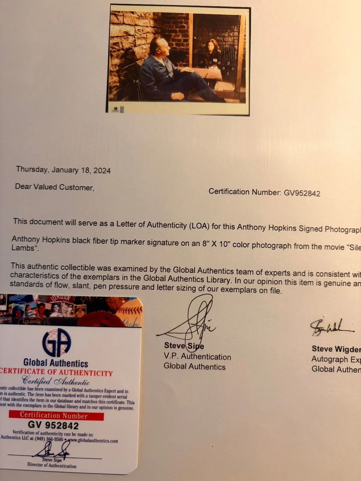 ANTHONY HOPKINS — Anthony Hopkins SIGNED Autographed Color 8x10 NEAR MINT "Silence of the Lambs", изображение 2