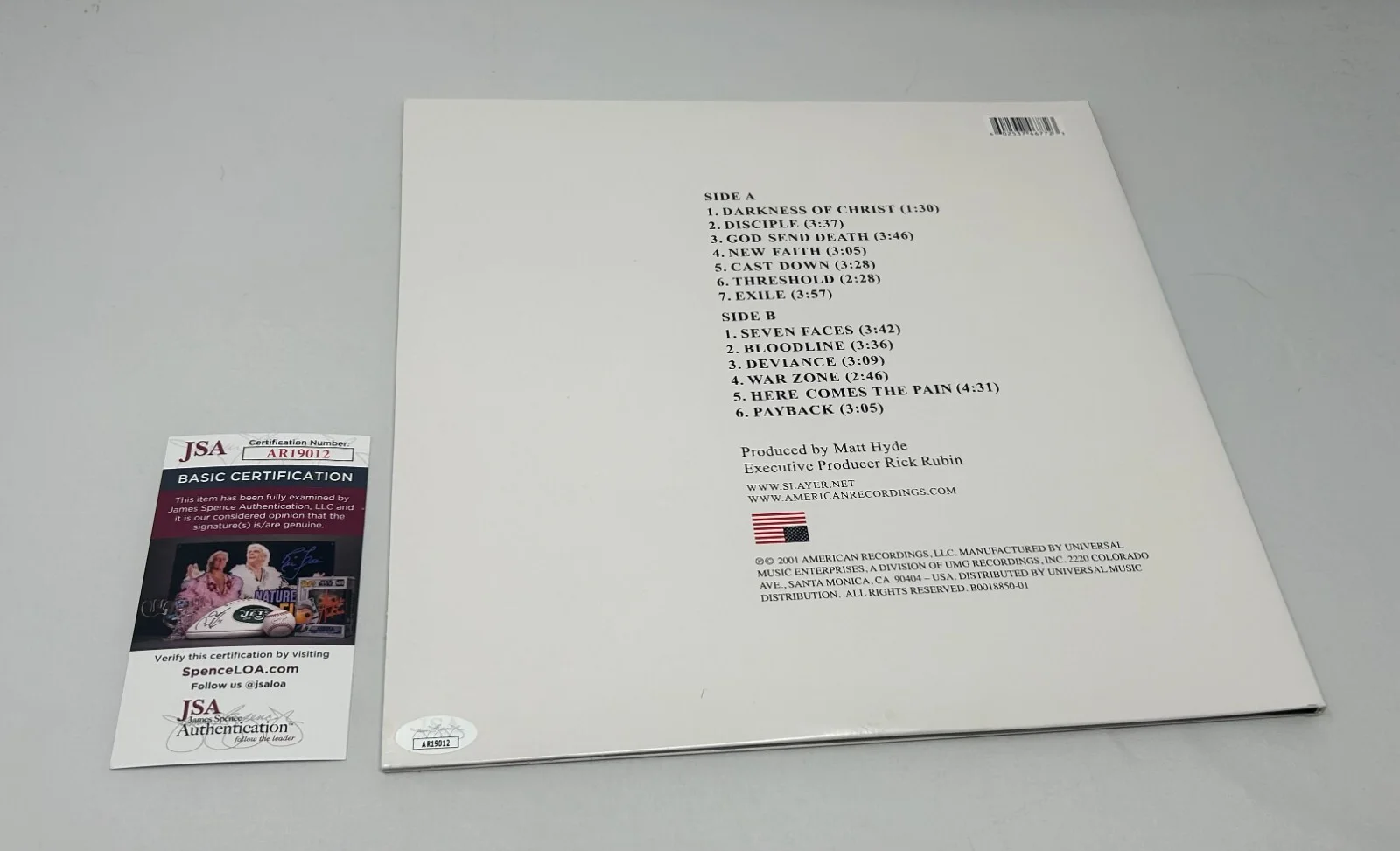 Kerry King signed Slayer God Hates Us All Album JSA COA, изображение 2