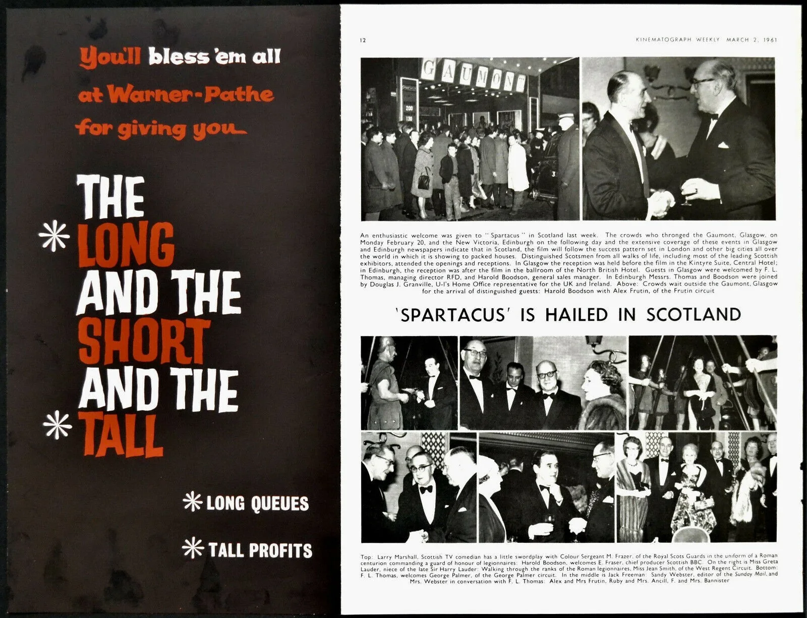 LONG AND THE SHORT AND THE TALL 1960 Laurence Harvey, Richard Todd TRADE ADVERT, изображение 2