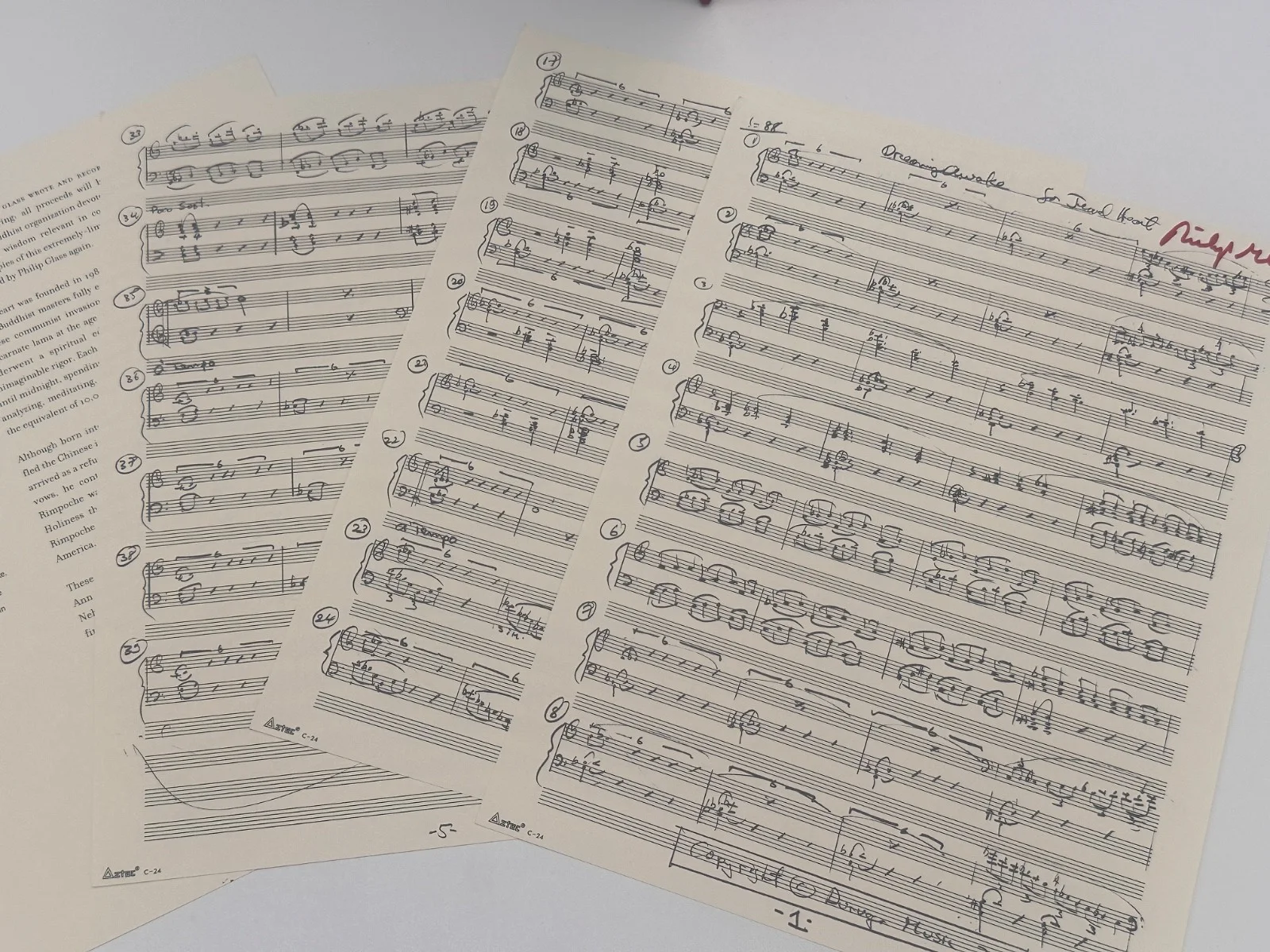 Philip Glass Signed Dreaming Awake Piano Sheet Music CD Ltd Classical Minimalism, изображение 3