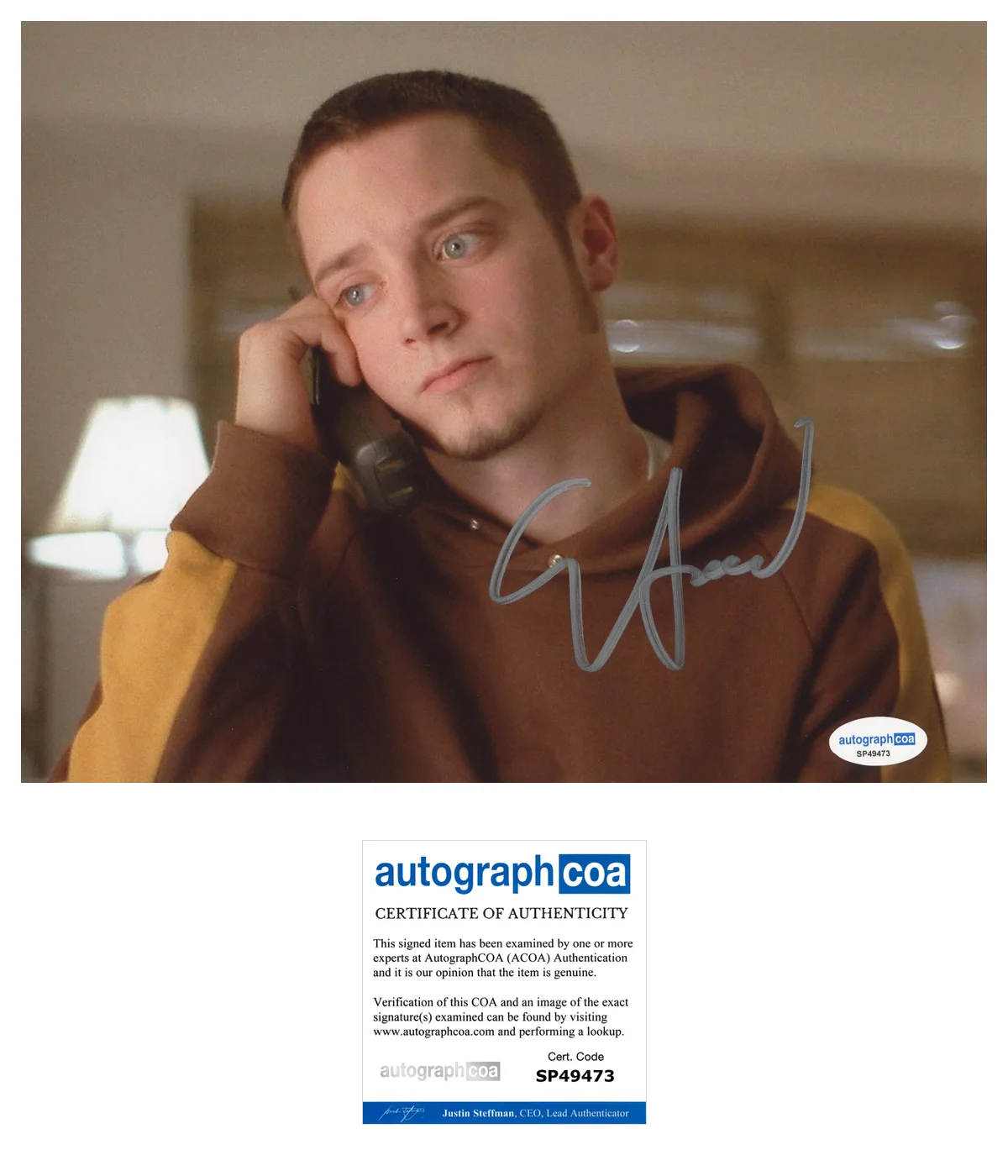 Elijah Wood — Elijah Wood ‘Eternal Sunshine Of The Spotless’ Signed 8x10 Photo 'Patrick' ACOA