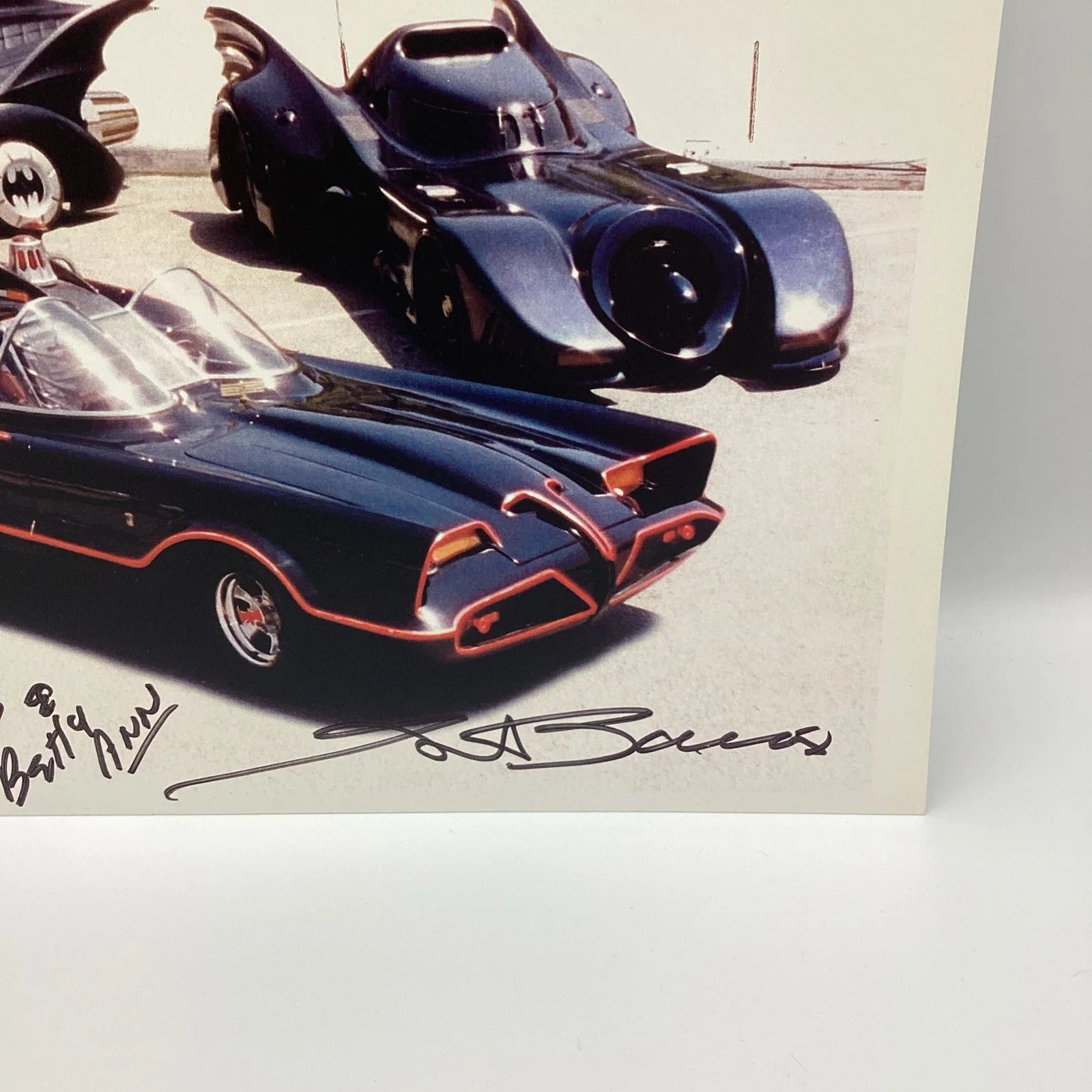 George Barris — GEORGE BARRIS WITH BATMOBILES AUTOGRAPHED PROMOTIONAL PHOTO, image 2