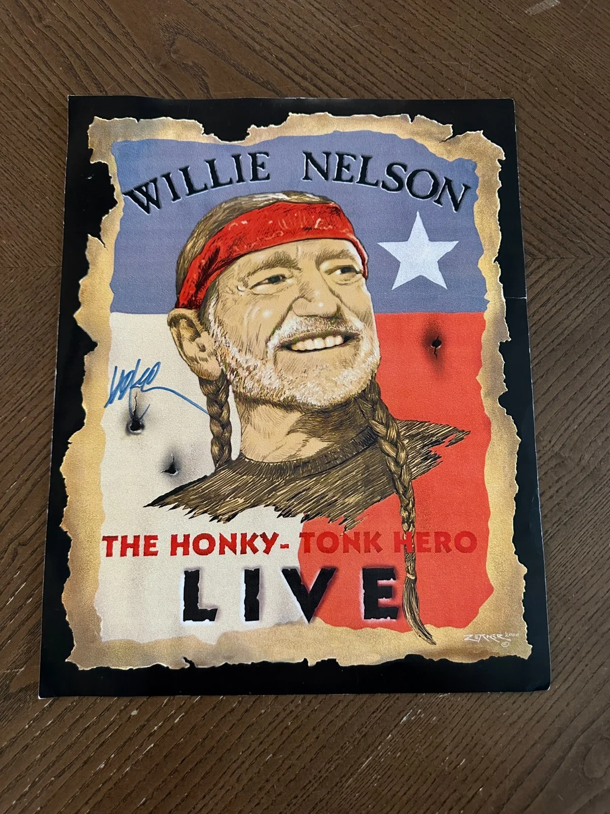 Willie Nelson The Honky Tonk Hero Live Signed Poster Willie Nelson, изображение 2