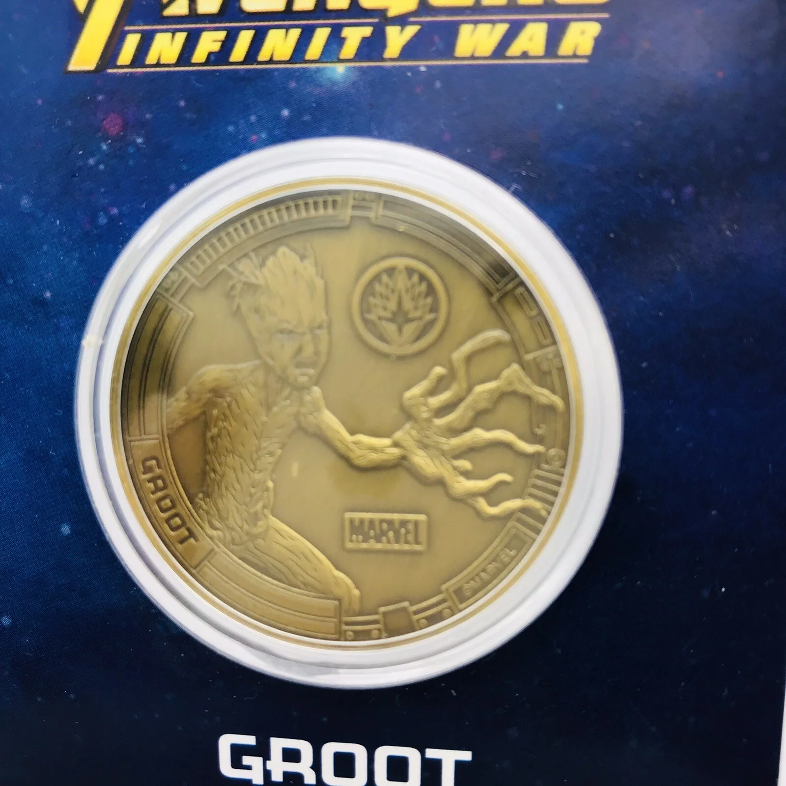 Groot 38mm Antique Gold Commemorative Coin Marvel Avengers Infinity War 400/1000, image 3
