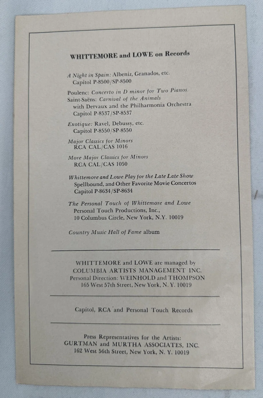 Aurthur Whittemore & Jack Lowe Autograph ~ Community Concert Association Program, image 3