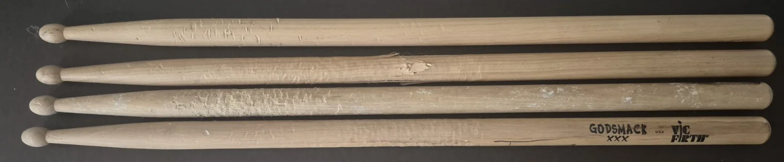 Godsmack Group Of 4 Used Vic Firth Drum Sticks 1 Signed Tommy Stewart, изображение 2