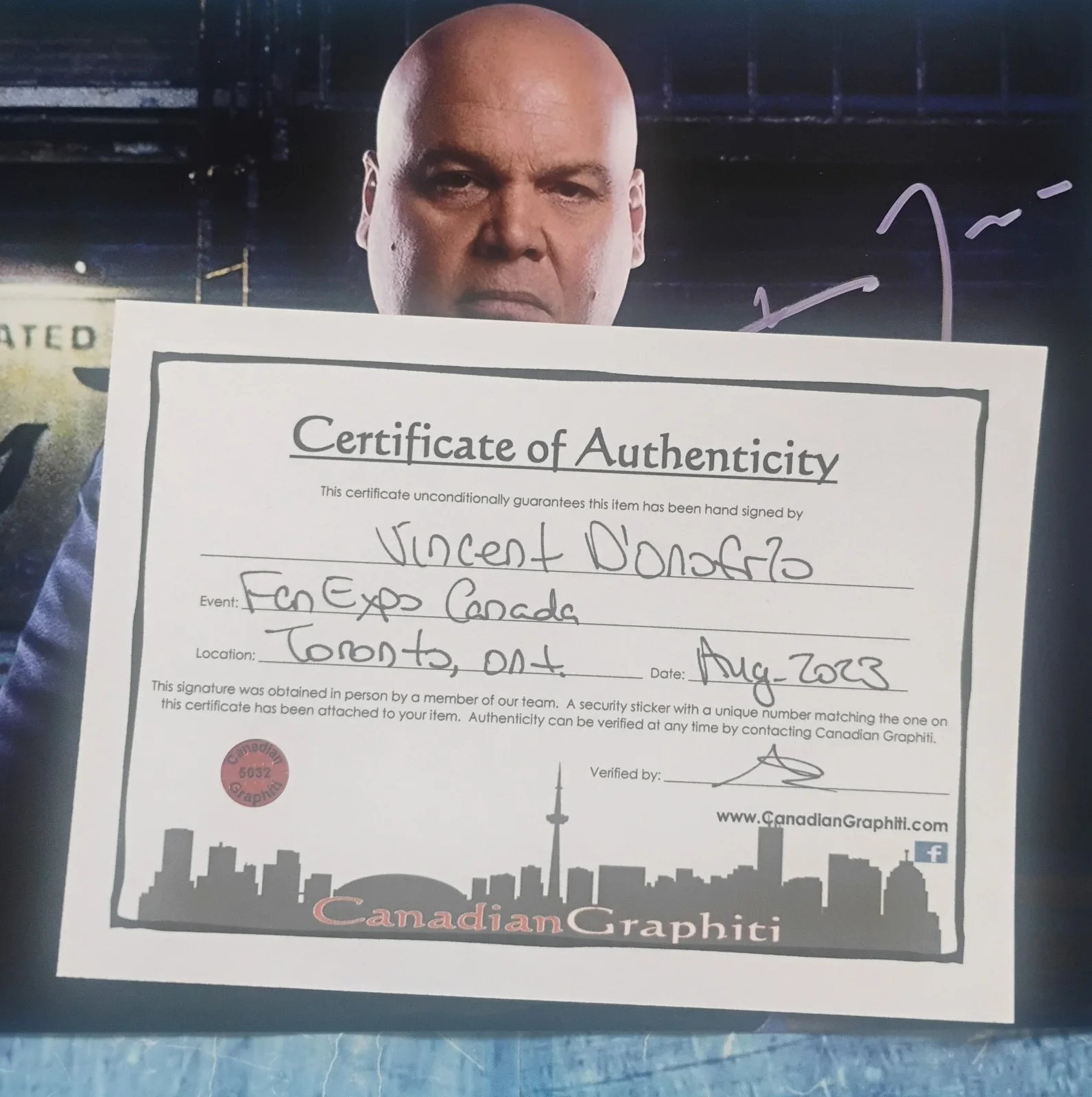 Vincent D'Onofrio Hand Signed 8x10 Photo COA Daredevil Kingpin NO US TARIFFS, image 4