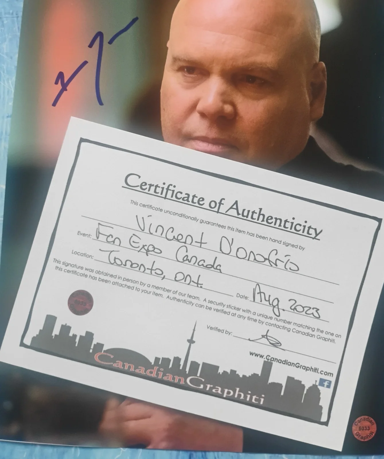Vincent D'Onofrio Hand Signed 8x10 Photo COA Daredevil NO US TARIFFS, image 4