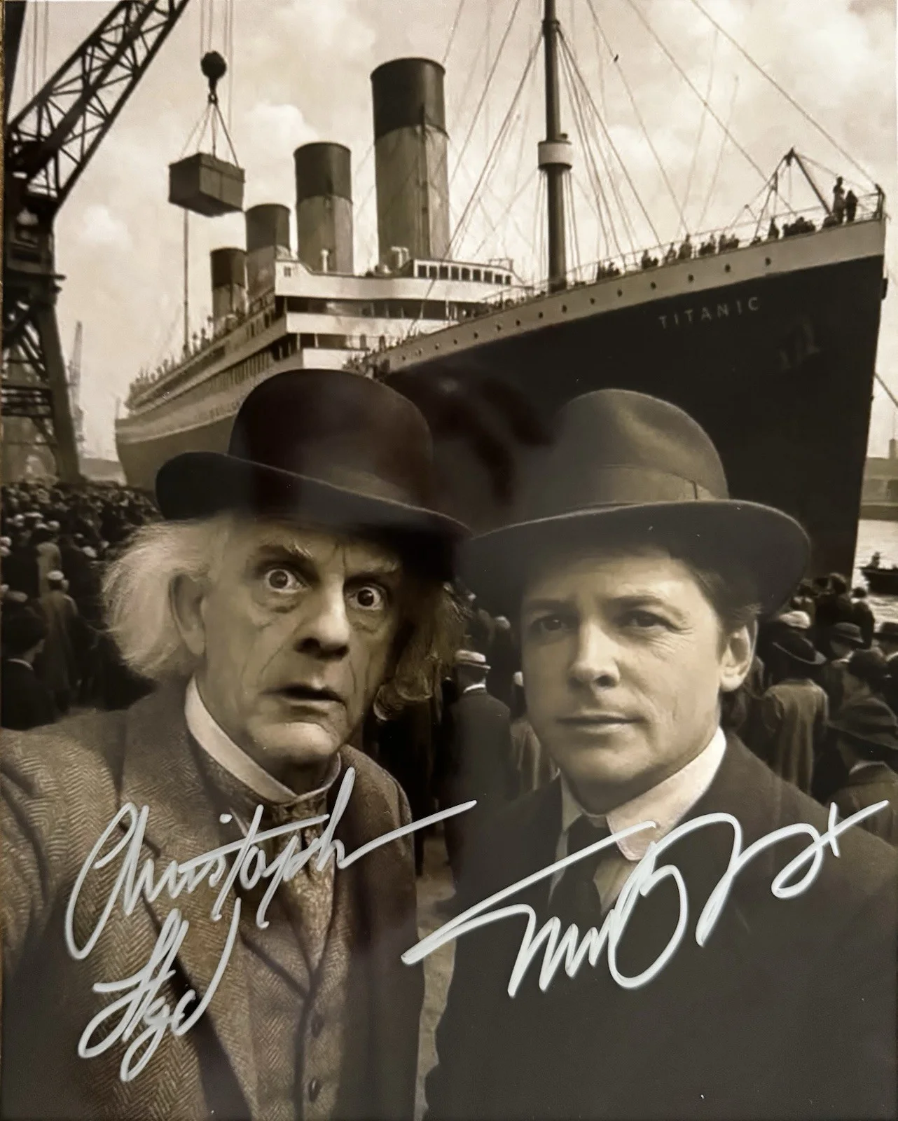 Christopher Lloyd & Michael j Fox — Michael J Fox & Christopher Lloyd Signed 8x10 Photo Back To The Future W/COA