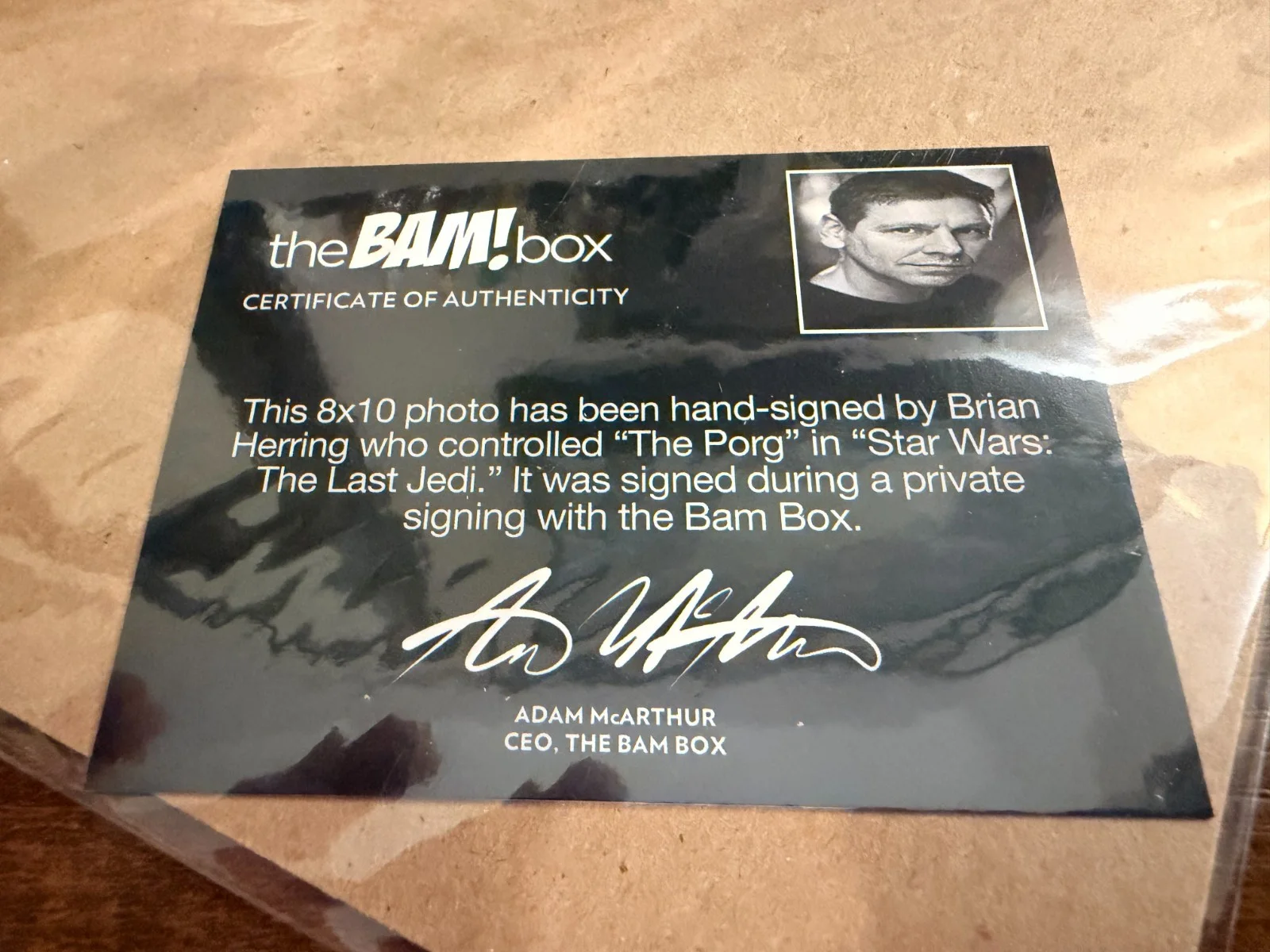 Brian Herring — Signed Brian Herring 8x10 Photo Puppeteer for Porg Star Wars The Bam! Box w/COA, изображение 2