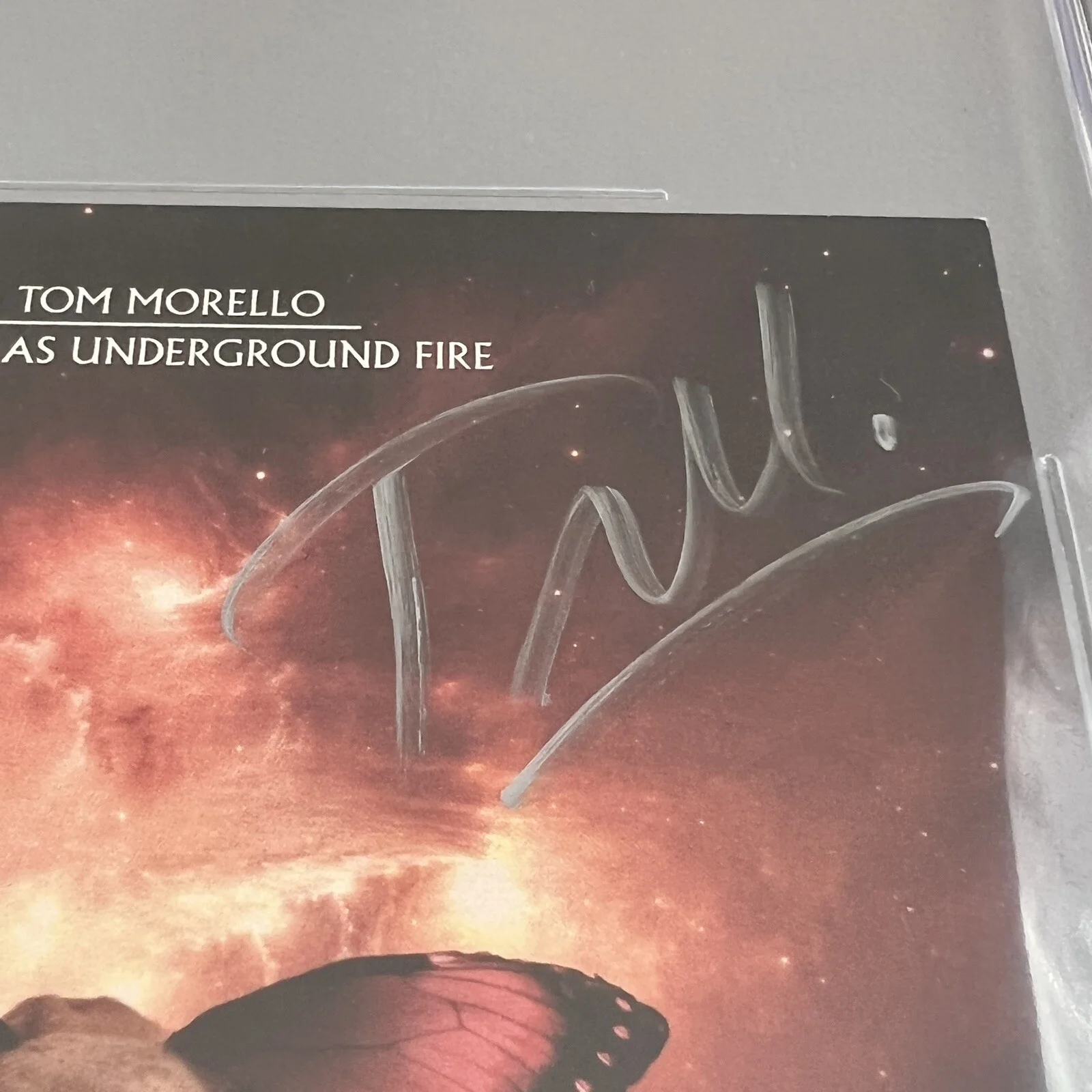 Tom Morello SIGNED Slabbed CD Insert The Atlas Underground Fire Beckett BAS, image 3