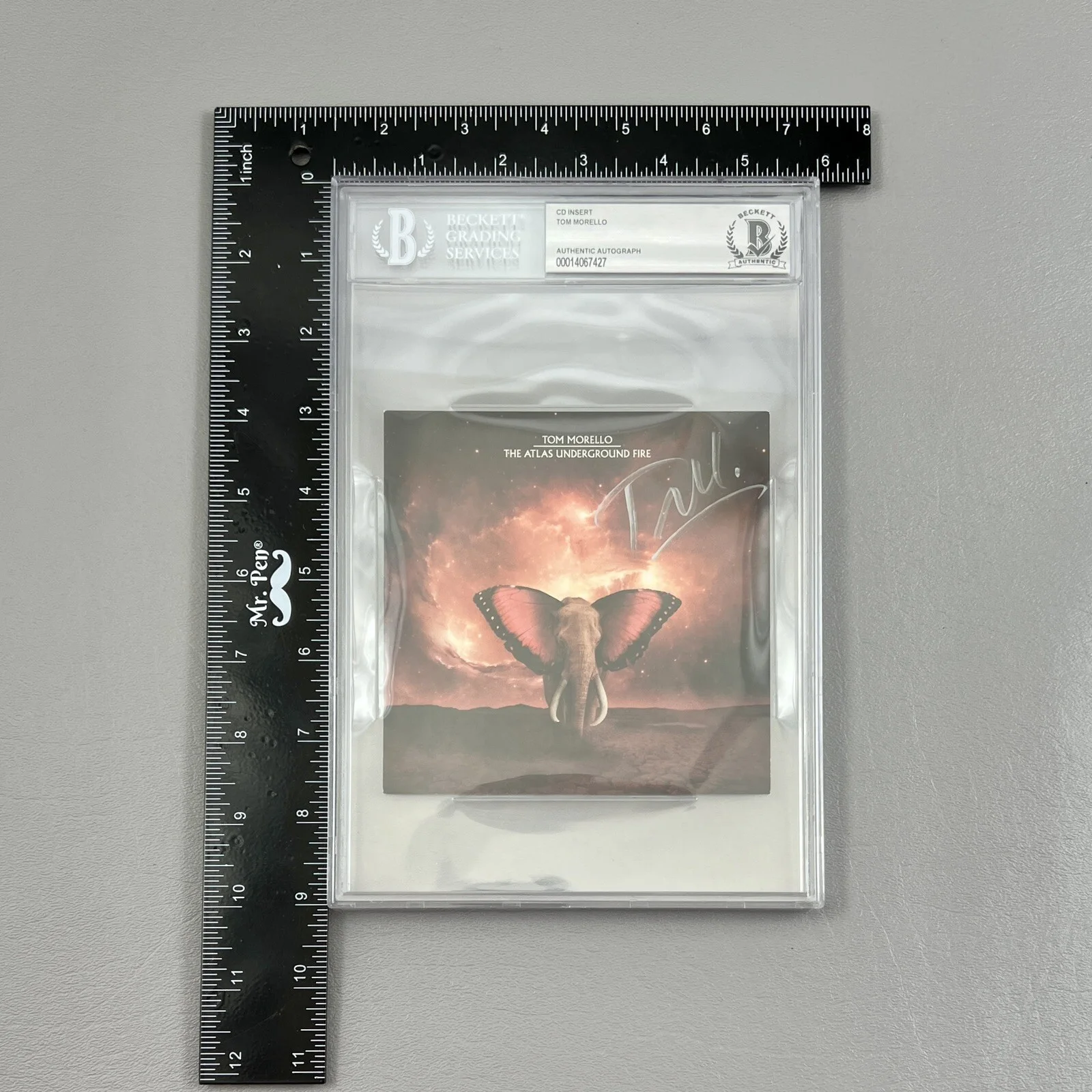 Tom Morello SIGNED Slabbed CD Insert The Atlas Underground Fire Beckett BAS, image 5